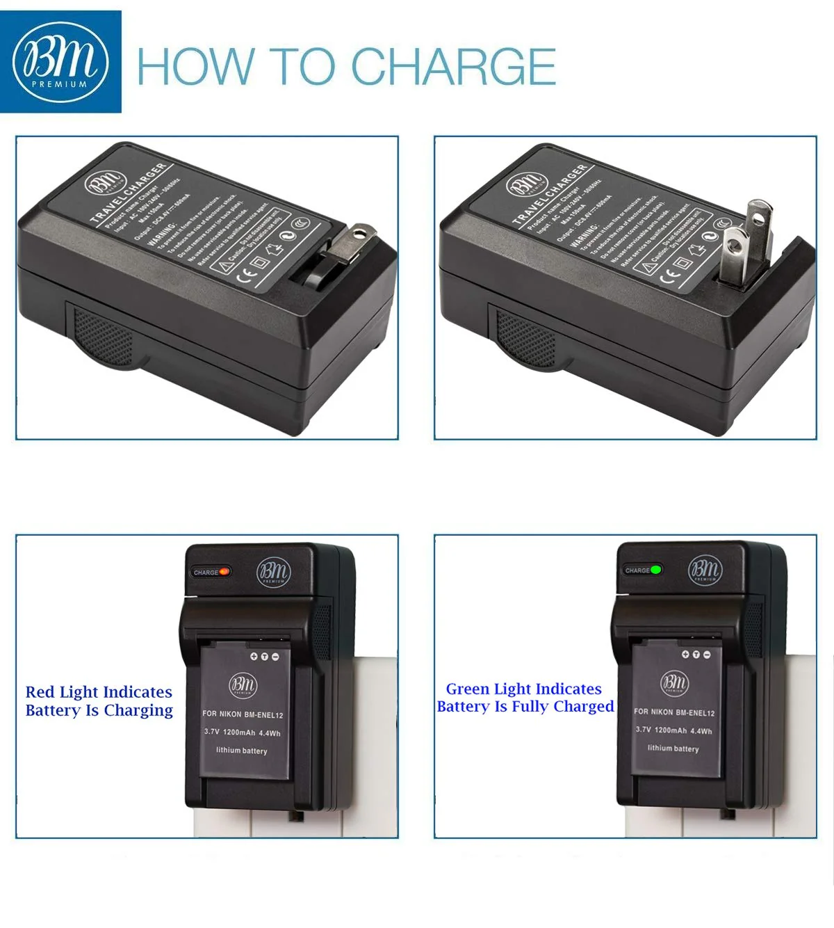 BM Premium EN-EL12 Battery and Charger for Nikon Coolpix A1000 B600 W300 A900 AW100 AW110 AW120 AW130 S6300 S8100 S8200 S9050 S9200 S9300 S9400 S9500 S9700 S9900 P310 P330 P340 KeyMission 170, 360 - Image 4
