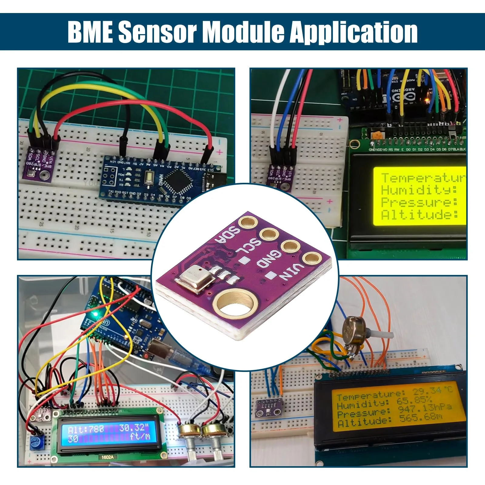 BME 5V Altimeter Module Binghe Pack of 2 BME High Precision Atmospheric Pressure Sensor Module IIC I2C SPI Interface DC 1.8-5V Compatible with Arduino Rasp-Pi - Image 6
