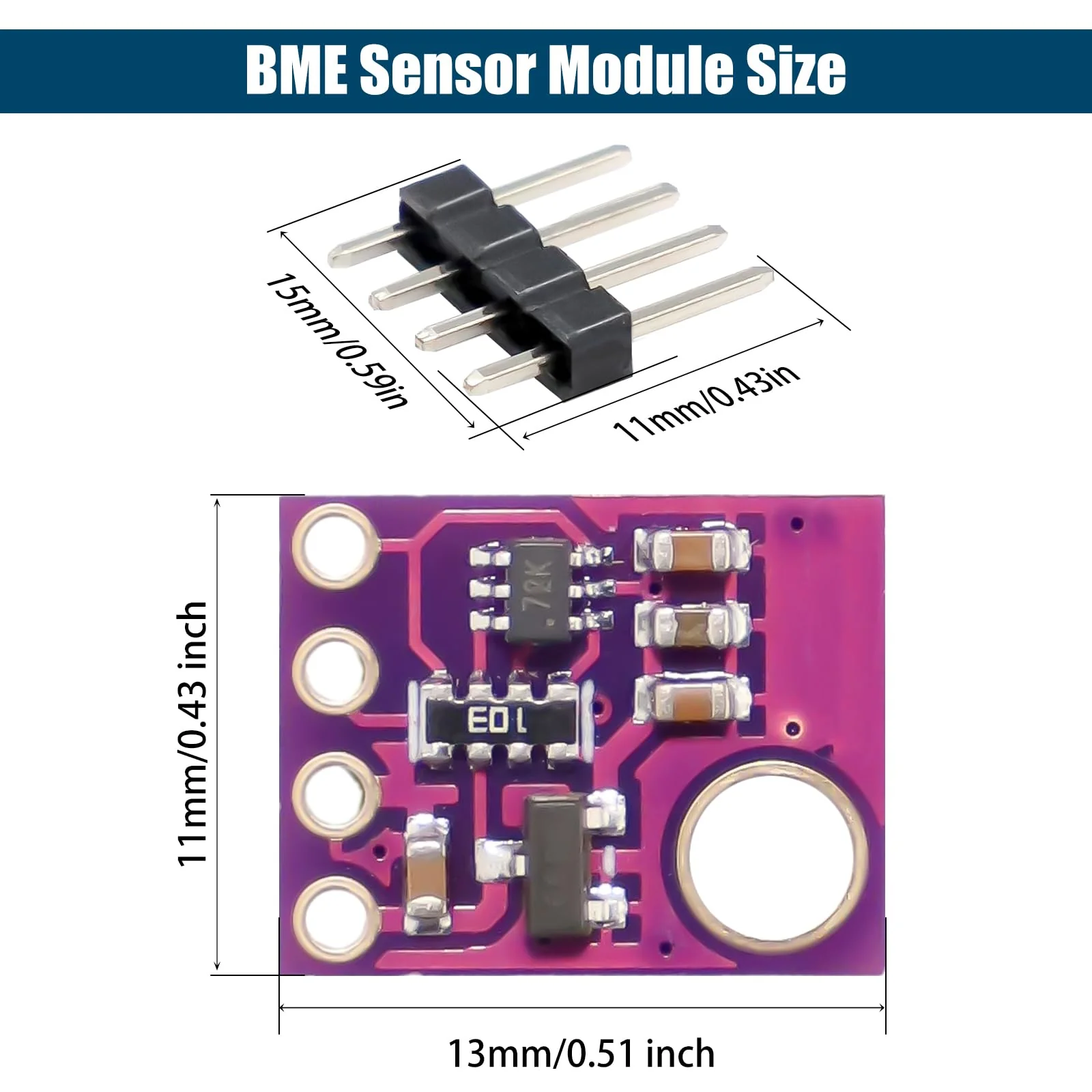 BME 5V Altimeter Module Binghe Pack of 2 BME High Precision Atmospheric Pressure Sensor Module IIC I2C SPI Interface DC 1.8-5V Compatible with Arduino Rasp-Pi - Image 7