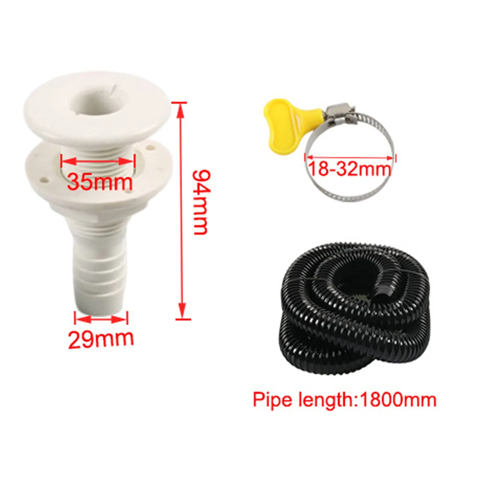 Boat Pump Hose Marine Bilge Pump Installation Kit with Hose Clamps Thru Hull Fitting for Boats Yachts RVs (Black 1 1/8in) Black 1 1/8in - Image 5