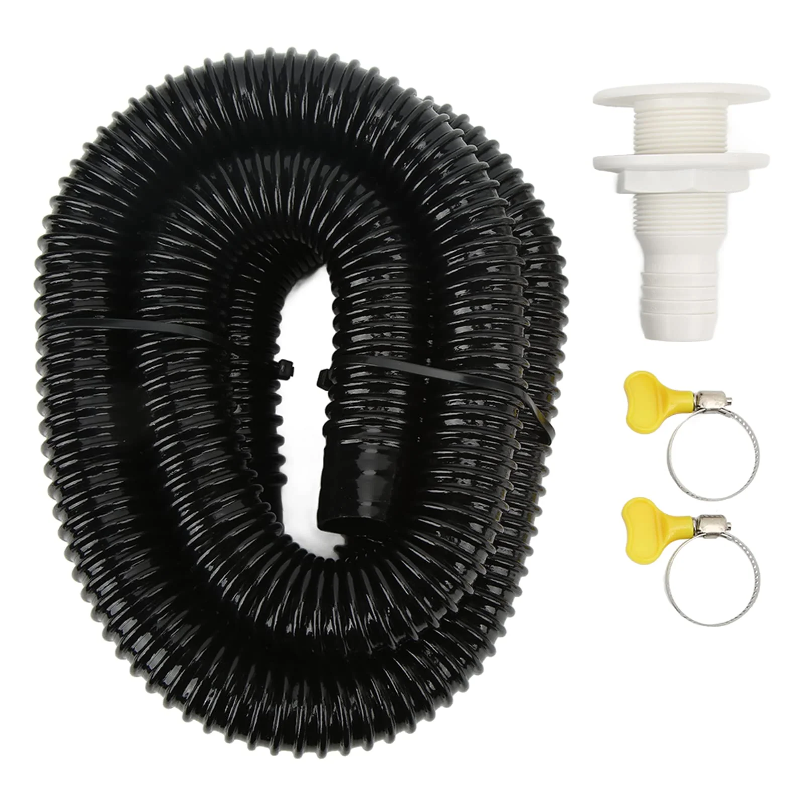 Boat Pump Hose Marine Bilge Pump Installation Kit with Hose Clamps Thru Hull Fitting for Boats Yachts RVs (Black 1 1/8in) Black 1 1/8in - Image 9