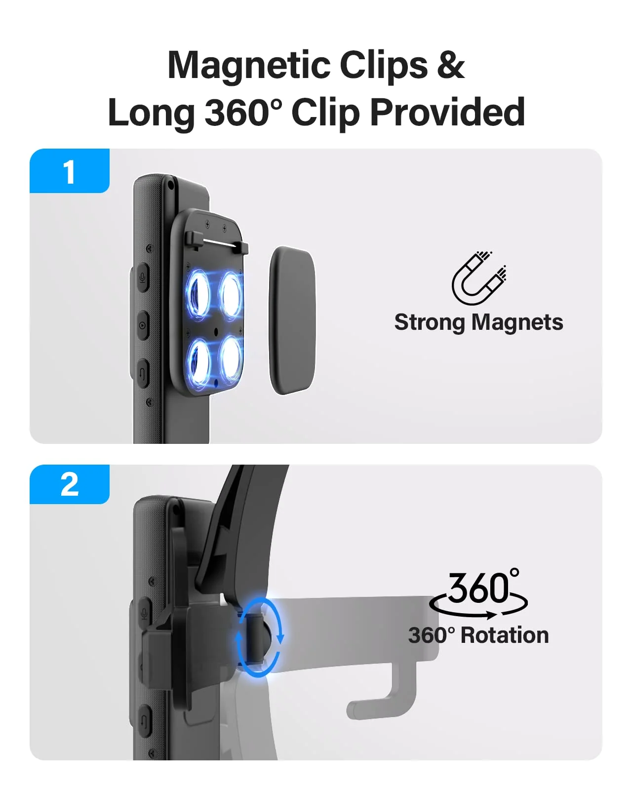 BOBLOV A23 Body Worn Camera, 180° Rotatable Video Camera, 2200mAh Battery with 9Hours Shooting, Night Vision, 1080P, Design for Lecture, Fishing, or Delivery(Memory Card Not Included) - Image 8