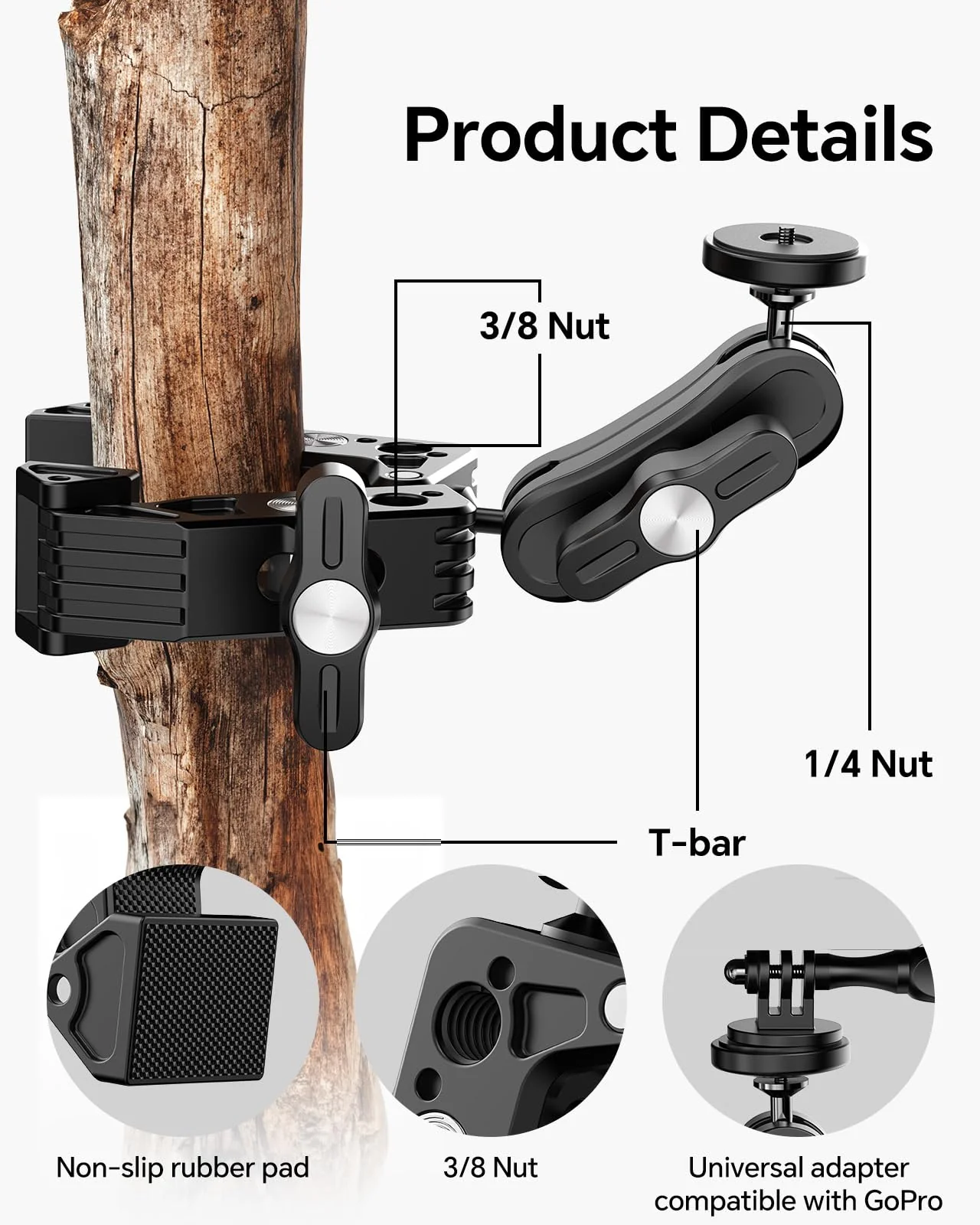 BOBLOV Multifunctional Crab Claw Clip, for Sports Cameras, Mobile Phones, Photography, Metal Strong Clip, Outdoor Expansion Universal, Additional Universal Adapter - Image 3
