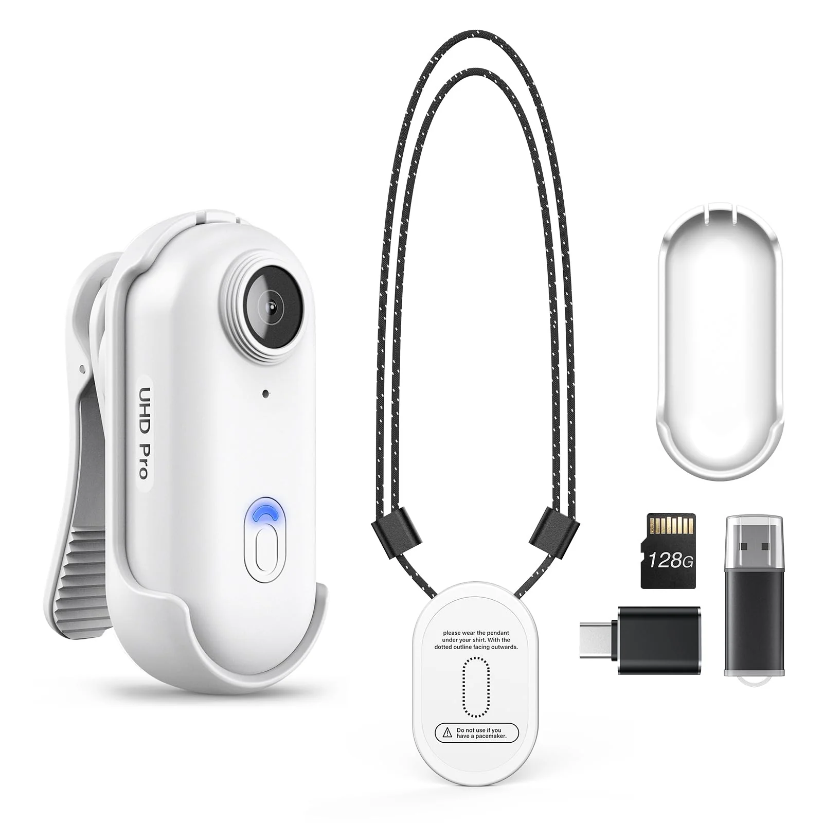 BOBLOV W4 2K Mini Body Camera, Wearable 128GB Camera with 360°Rotatable Clip & Magnetic Clip, 120 Minutes for Recording, Easy to Use and Take for Lecture, Traveling and Outdoors Activities (WT128GB) WT128GB