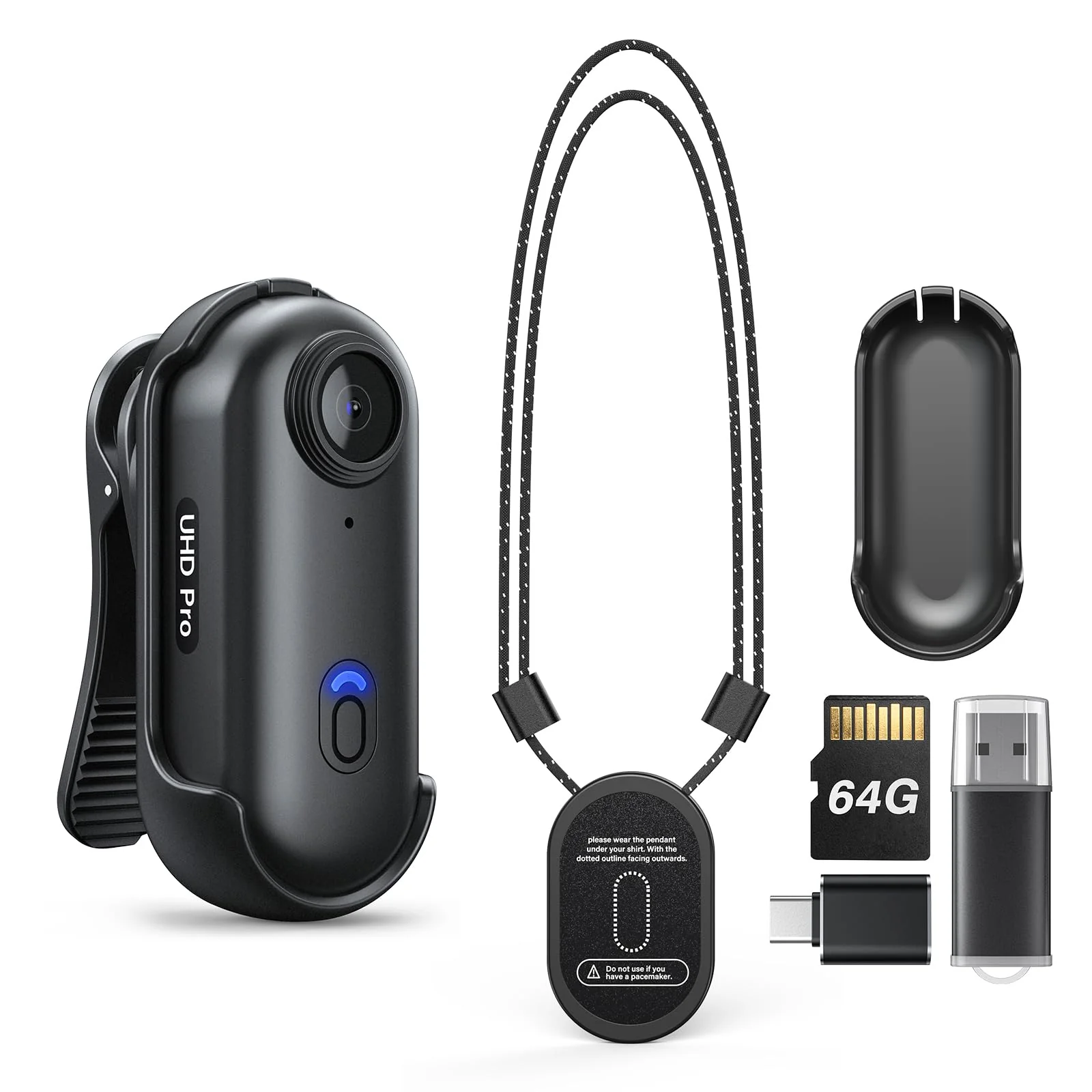 BOBLOV W4 2K Mini Body Camera, Wearable 64GB Camera with 360°Rotatable Clip & Magnetic Clip, 120 Minutes for recording, Easy to Use and Take for Lecture, Traveling, Pet Walking and Outdoors Activities BL64GB