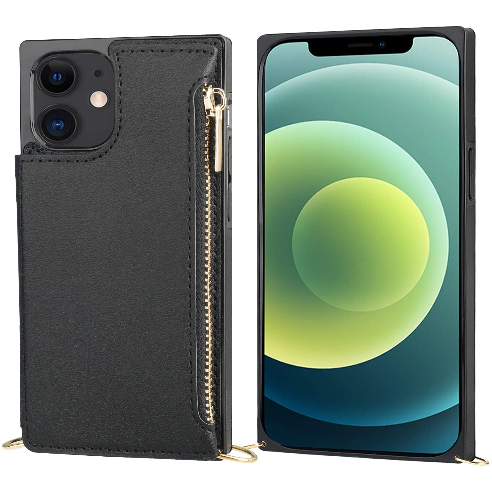 Bocasal Crossbody Wallet Case for iPhone 12/12 Pro with Card Holder,Zipper Card Slot Protector Shockproof Purse Cover with Removable Cross Body Strap 6.1 Inch(Black) Black For iPhone 12/12 Pro 6.1 inch dispaly - Image 5