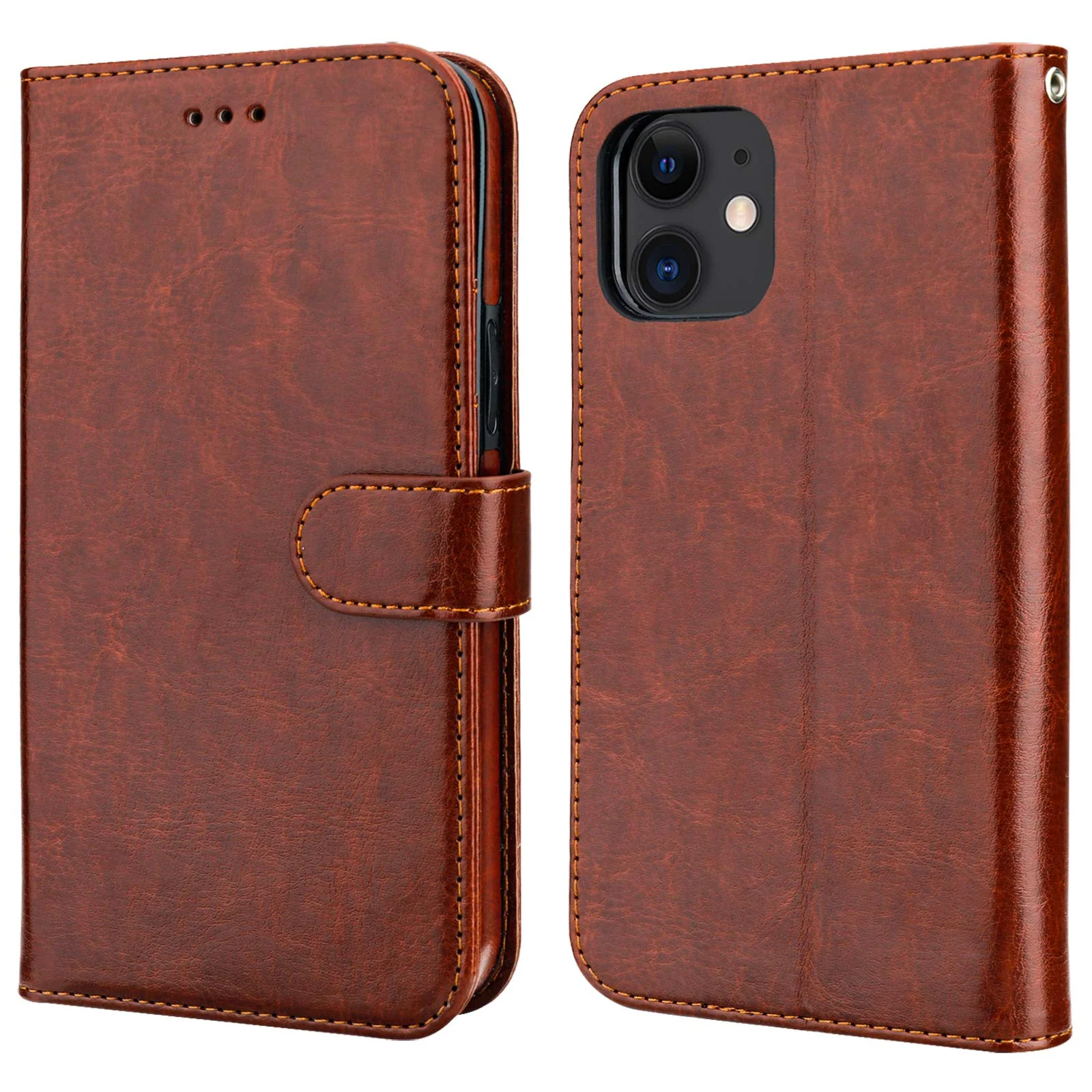 Bocasal iPhone 11 Wallet Case with Card Holder PU Leather Magnetic Detachable Kickstand Shockproof Wrist Strap Removable Flip Cover for iPhone 11 6.1 inch (Brown) Brown - Image 3