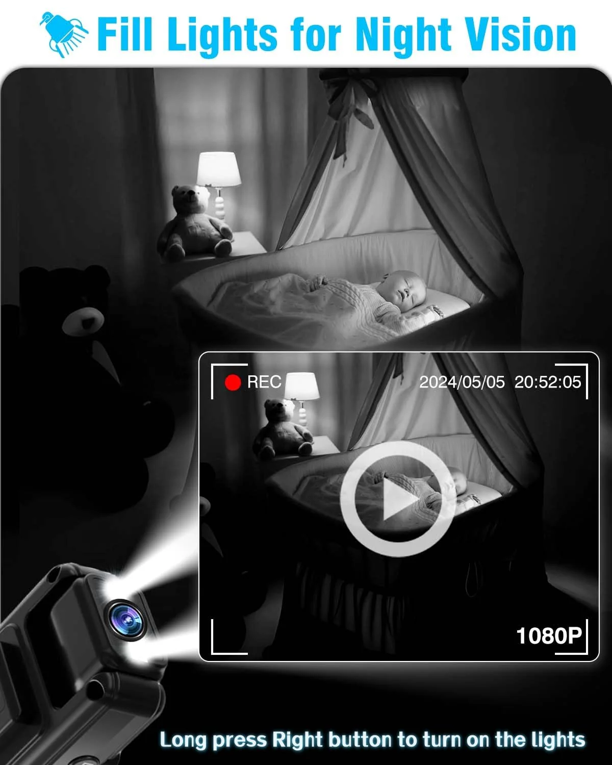 Body Camera with Audio and Video Recording 1080P 64G Small Wearable Body Cam with 1.3”LCD Screen, 180° Rotating Len, Night Vision for Personal Civilians Police Law Enforcement - Image 6