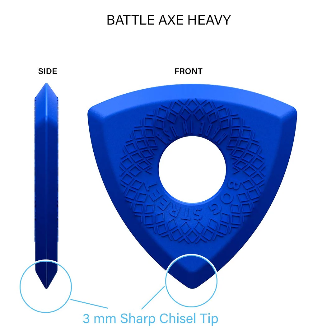 Bog Street BATTLE AXE Guitar Picks, Heavy, 3-Sided Ergonomic 3mm Guitar Picks, Blue (6-Pack) - Image 7