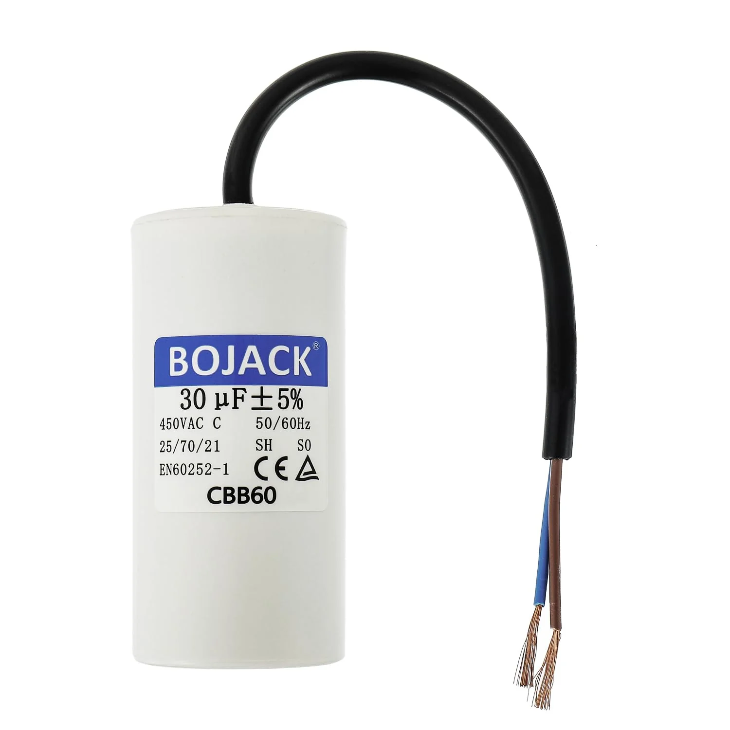 BOJACK CBB60 30uF 450V 50/60HZ Starting Capacitor, SH Motor Operating Capacitor, AC Motor Capacitor, with Wire
