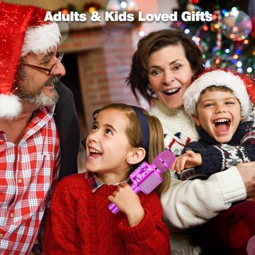 BONAOK Wireless Bluetooth Karaoke Microphone,3-in-1 Portable Handheld Karaoke Mic Speaker Machine Birthday Home Party for PC or All Smartphone (Q37 Purple) - Image 2