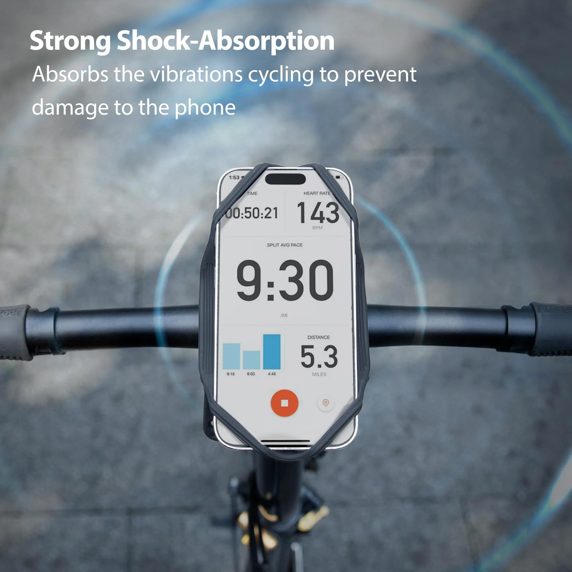 Bone Bike Tie 4 Pro Max, Universal Bike Phone Mount, Elastic Dual-Strap Design Bicycle Holder for T-Shape U-Shape Stem, E-Bike Stemless Bikes with Shock-Absorption Compatiable with Phones 4.7-7.2" - Image 3