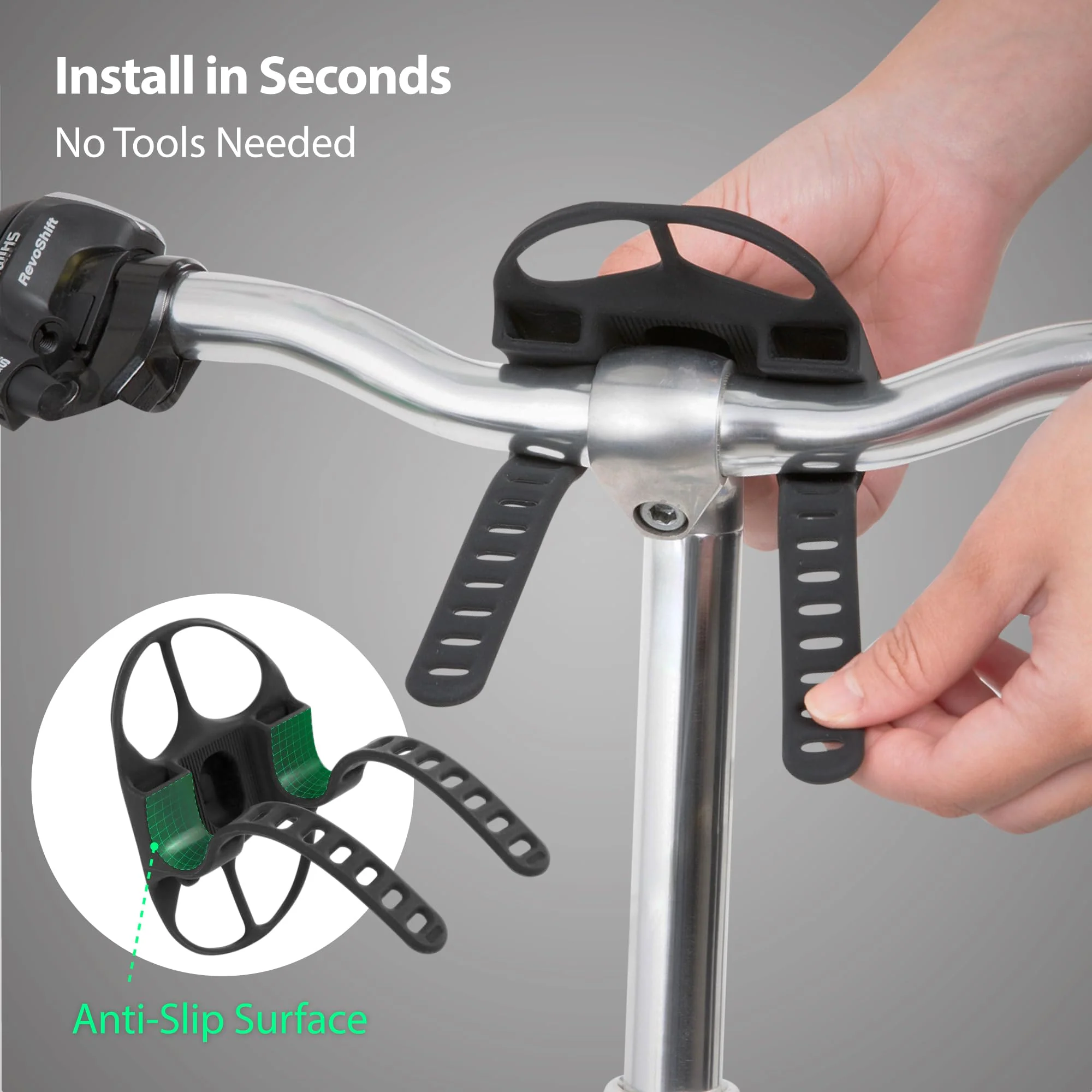 Bone Bike Tie 4 Pro Max, Universal Bike Phone Mount, Elastic Dual-Strap Design Bicycle Holder for T-Shape U-Shape Stem, E-Bike Stemless Bikes with Shock-Absorption Compatiable with Phones 4.7-7.2" - Image 4