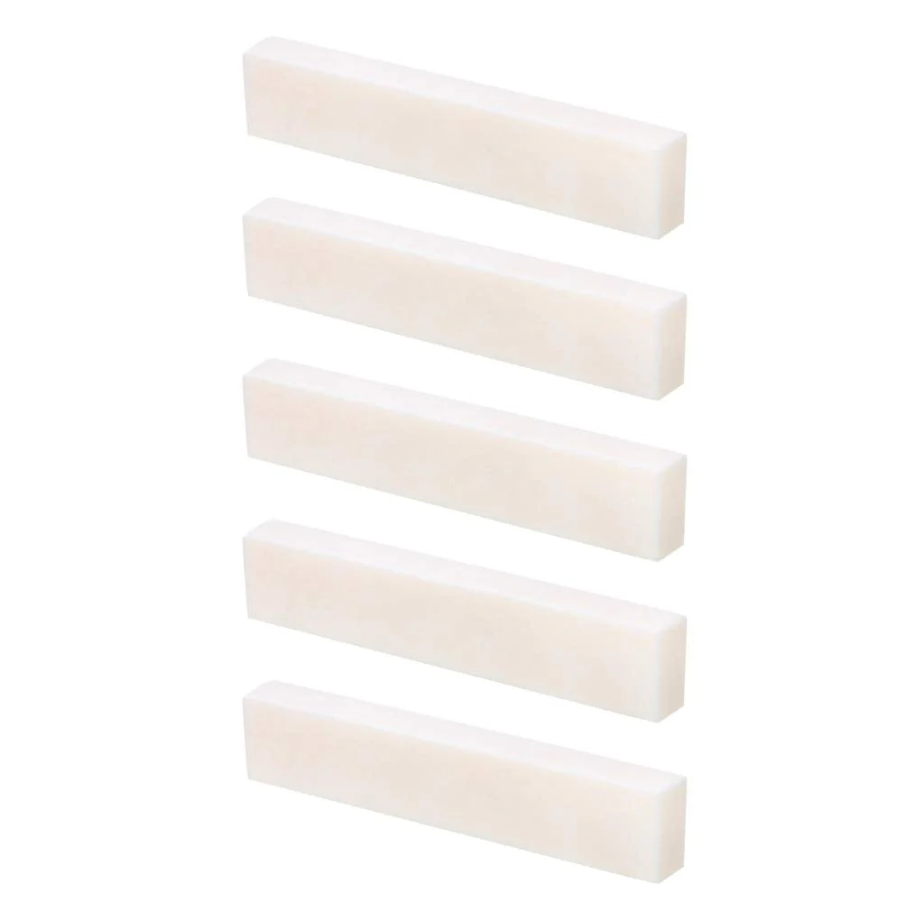 Bone Guitar Nuts Blank, DIY Blank Buffalo Bone Nut String Pillow for Classical Electric Acoustic Guitar Buffalo Bone Nut or Saddle Blank Replacement Part, 2 x 0.2 x 0.4in (5 Pcs) 5 Pcs