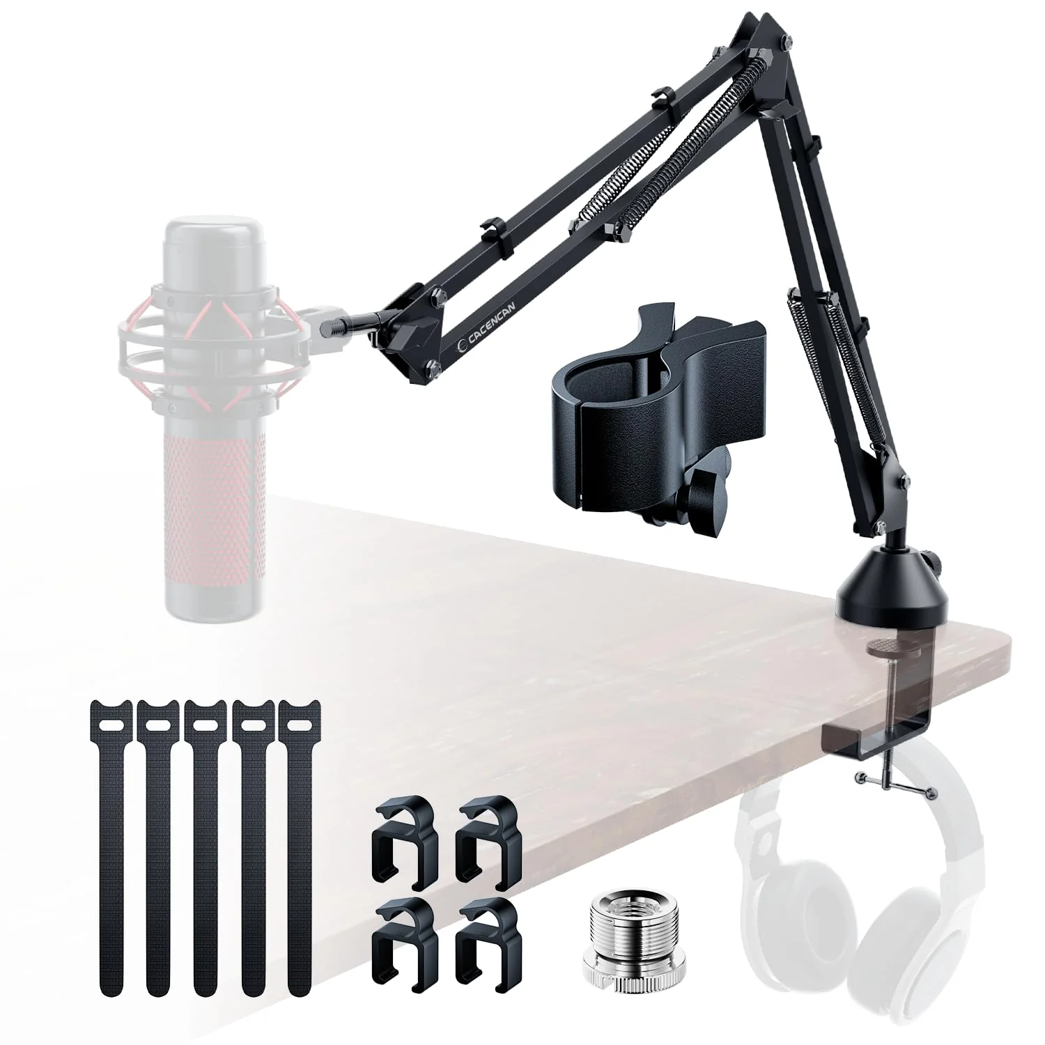 Boom Arm Micophone, Mic Arm Desk Mount Foldable with 3/8'' to 5/8'' Screw Adapter Adjustable Mic Stand for Podcasting Gaming Recording - Black M06 Black