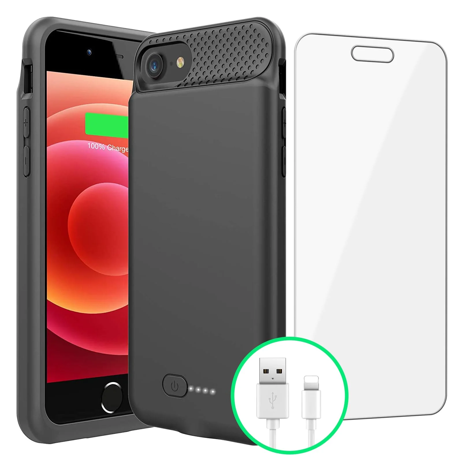 BOPPS Battery Case for iPhone 8/7/6s/6/SE(2022/2020), Ultra Slim Powerful 6000mAh iPhone Charging Case 360°Protection Rechargeable Extended Battery Charger Case for iPhone 8/7/6s/6/SE(3rd and 2nd gen) Black