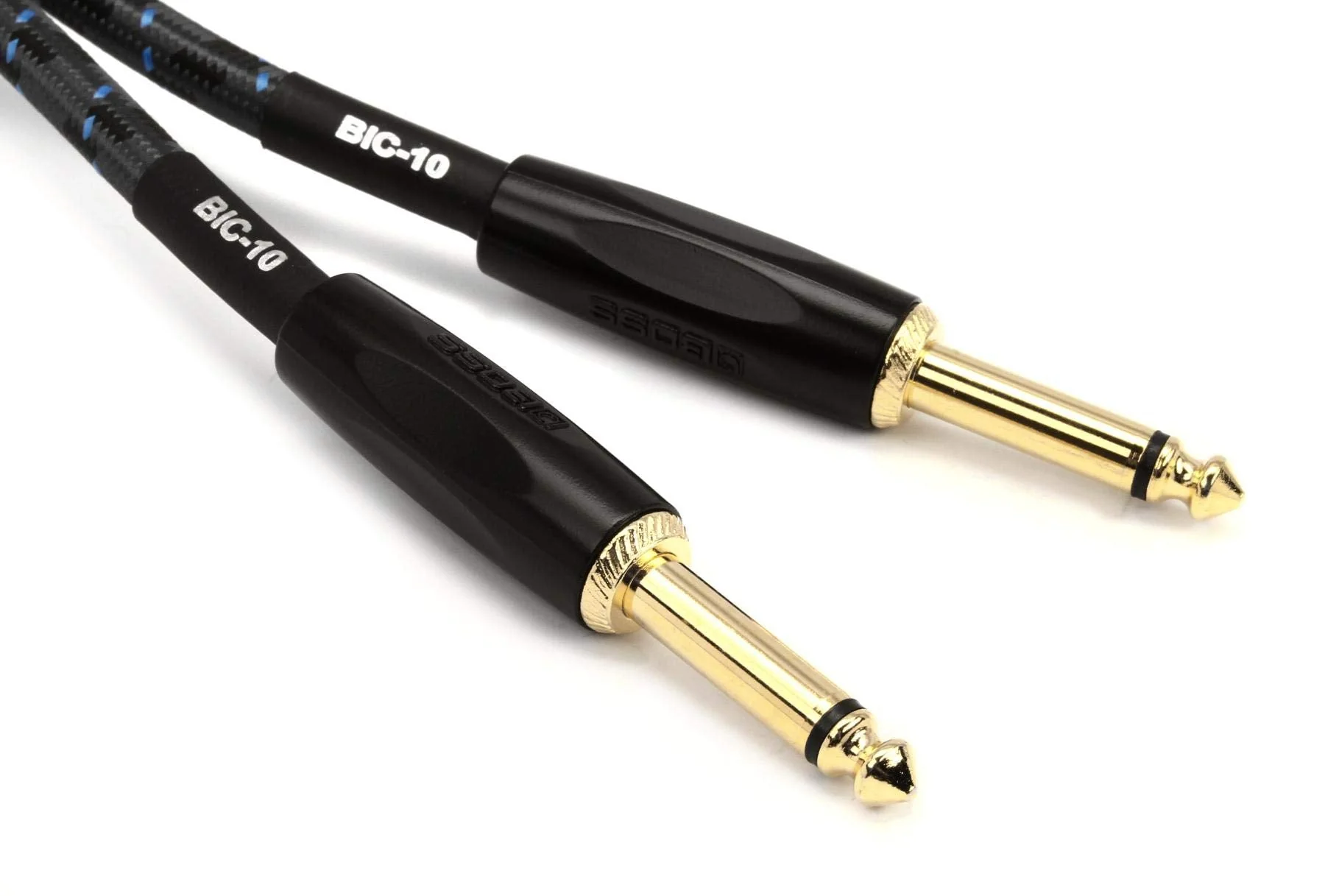 BOSS 10-Feet (3m) Instrument Cable, Straight ¼” Jack (BIC-10), 1/4"