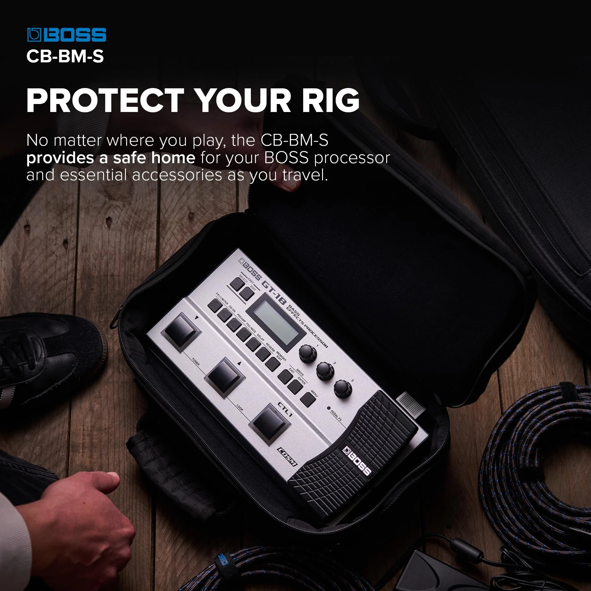 BOSS CB-BM-S | Compact Multi-Effects Case | Compatible GX-10, GT-1 & GT-1B | Lightweight & Durable | Thick Internal Padding | Adjustable Shoulder Strap | Versatile Accessory Pockets - Image 3