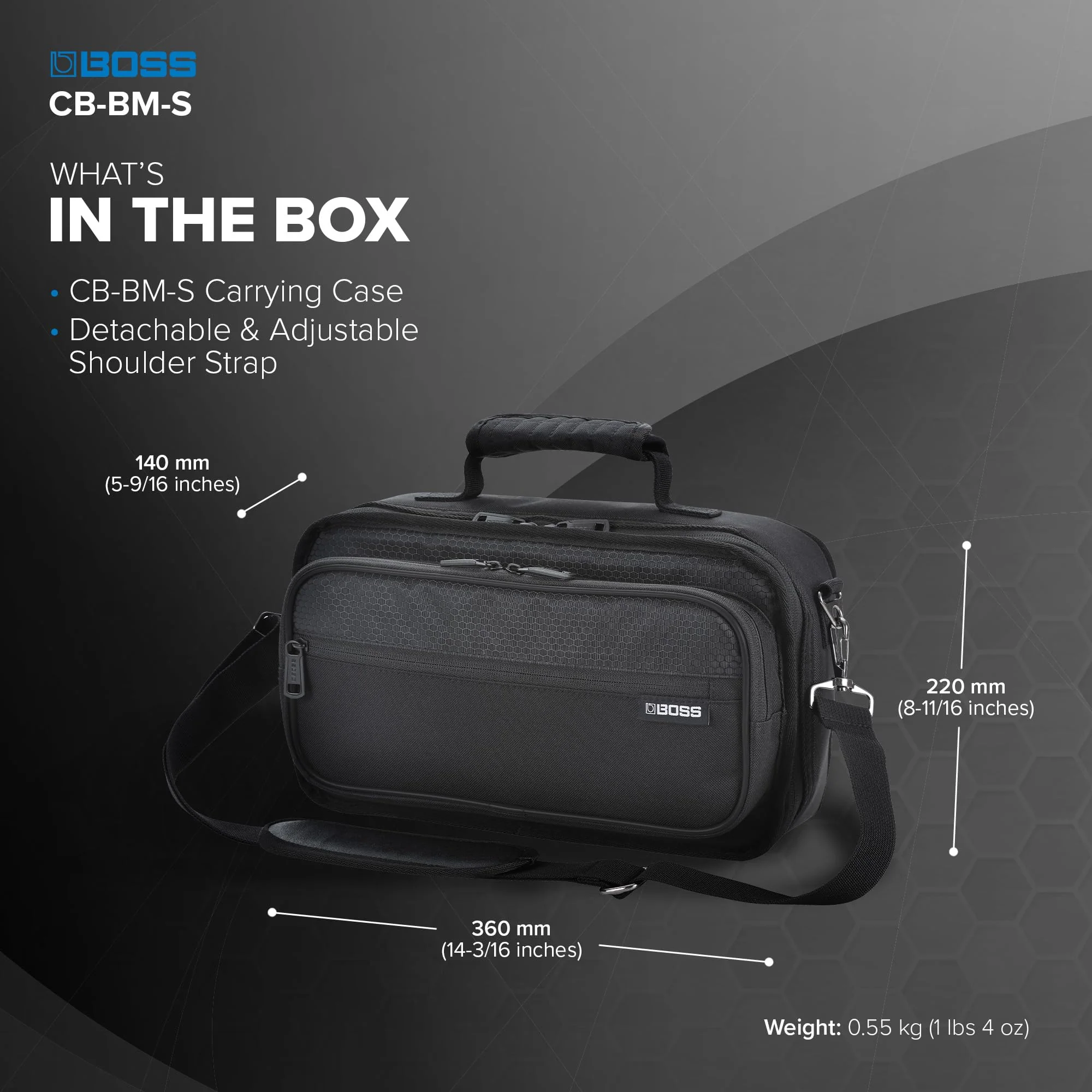 BOSS CB-BM-S | Compact Multi-Effects Case | Compatible GX-10, GT-1 & GT-1B | Lightweight & Durable | Thick Internal Padding | Adjustable Shoulder Strap | Versatile Accessory Pockets - Image 8