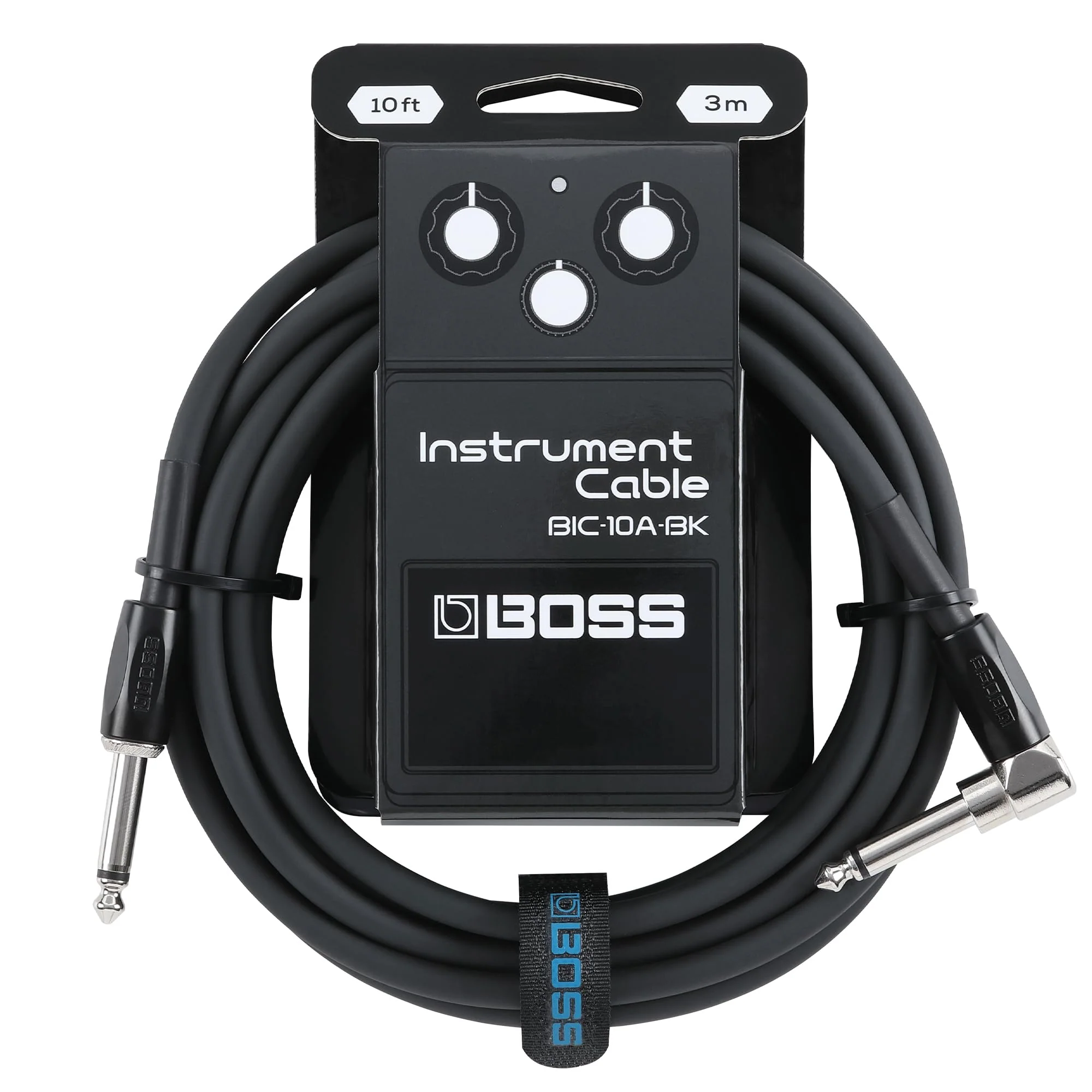 BOSS Colorful Quality Lightweight Instrument Cable (BIC-10A-BK) BLACK