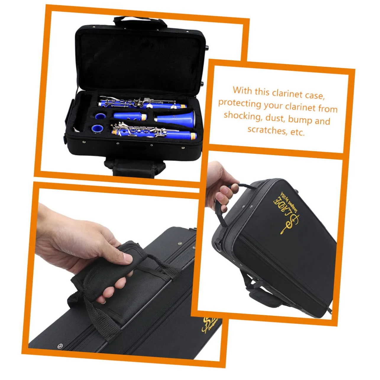 Box Black Cloth Clarinet Case Flute Accessories Suitcase Accessories Music Instrument Case Padded Clarinet Case Clarinet Storage Bag Oxford Cloth Upholstered Musical Instrument - Image 3