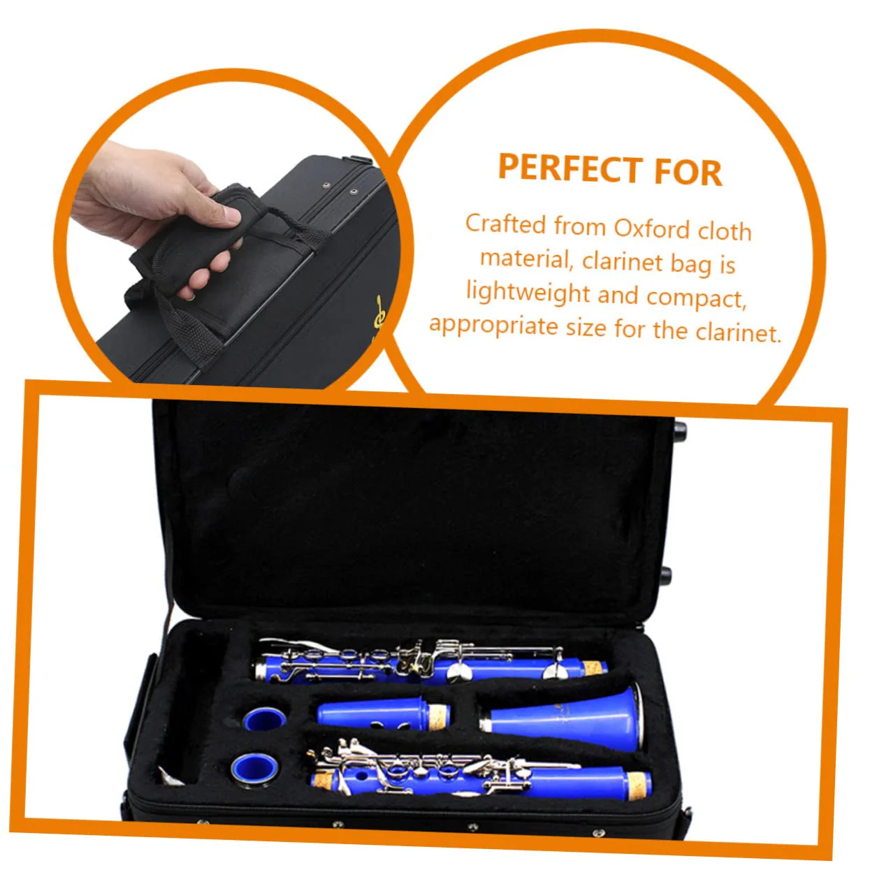 Box Black Cloth Clarinet Case Flute Accessories Suitcase Accessories Music Instrument Case Padded Clarinet Case Clarinet Storage Bag Oxford Cloth Upholstered Musical Instrument - Image 9