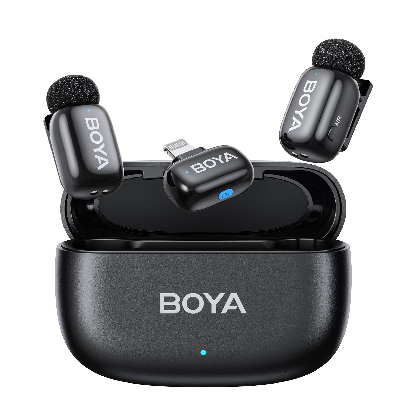 BOYA mini Microphone Wireless for iPhone, 5g Ultralight, Wireless Lavalier Microphone, AI Voice Changer, AI Noise Reduction, Lapel Mic, 30h Use, Clip on Mic with Lightning for Video Recording