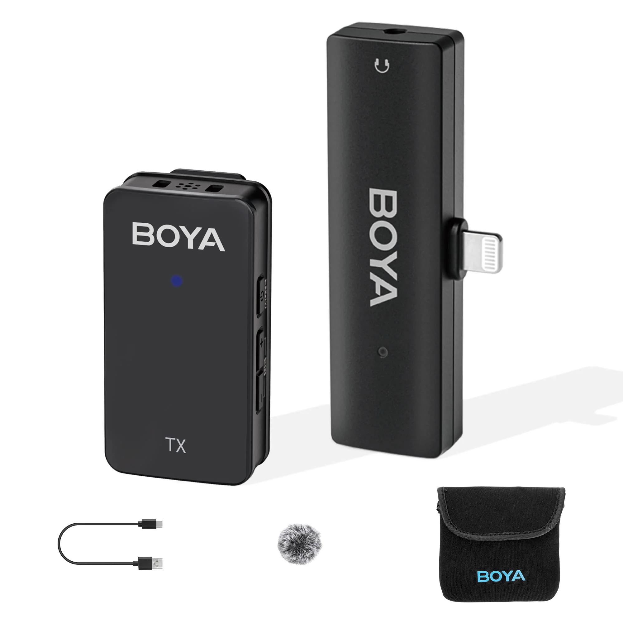 BOYA Wireless Lavalier Microphone for iPhone/iPad,2.4GHz Wireless Lapel Microphone with Gain&Noise Cancelling for YouTube,Tiktok Live Stream, Video Recording, Vlogging (Wmic5-M3)