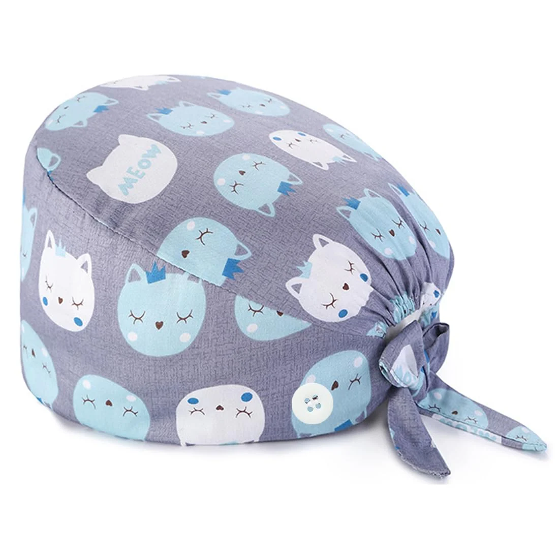 BQRKOTM Unisex Scrub Hat, Cotton Scrub Cap with Adjustable Sweatband, Printed Medical Hat with Buttons, Dust Cap