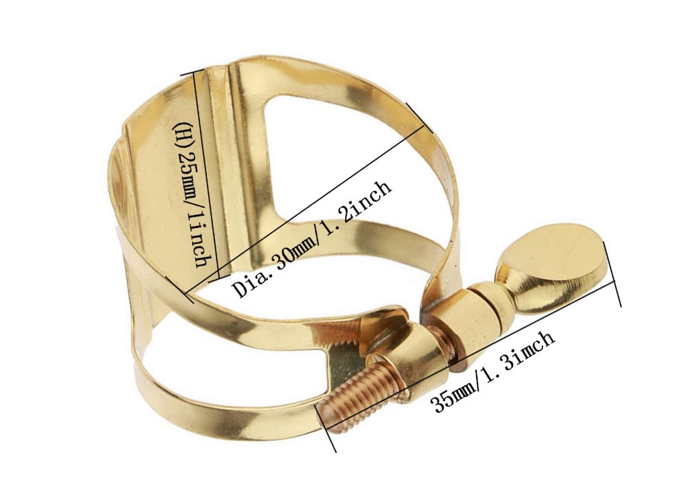 Brass Sax Ligature Tenor Saxophone Mouthpiece Ligature Fastener - Gold Plated - Image 2
