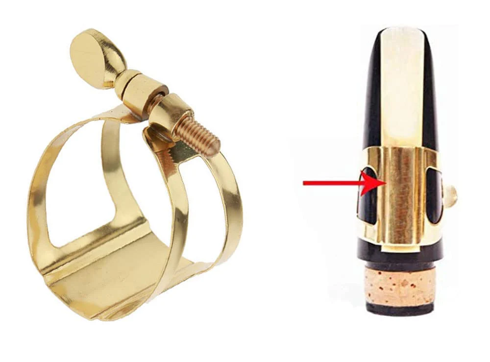 Brass Sax Ligature Tenor Saxophone Mouthpiece Ligature Fastener - Gold Plated - Image 3