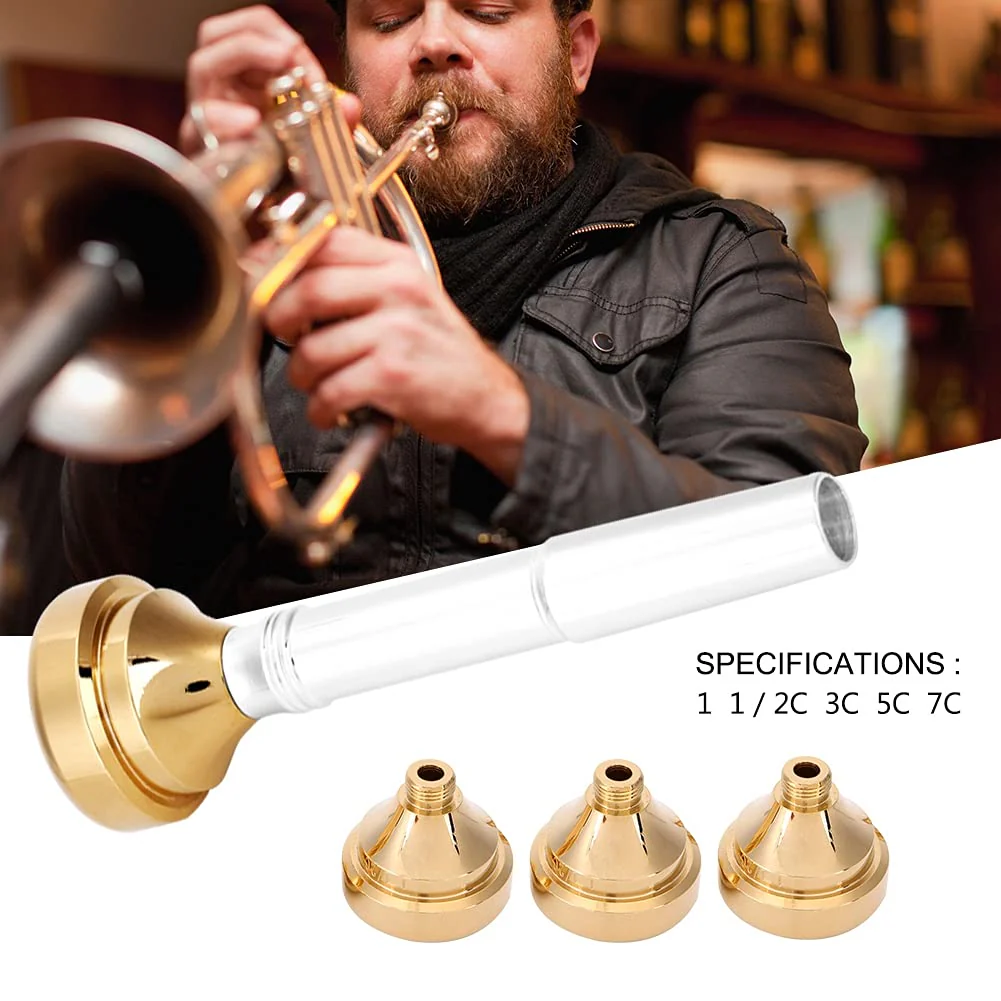 Brass Trumpet Mouthpiece Set, 1 1/2C 3C 5C 7C Mouthpiece Sizes with Storage Case - Image 3