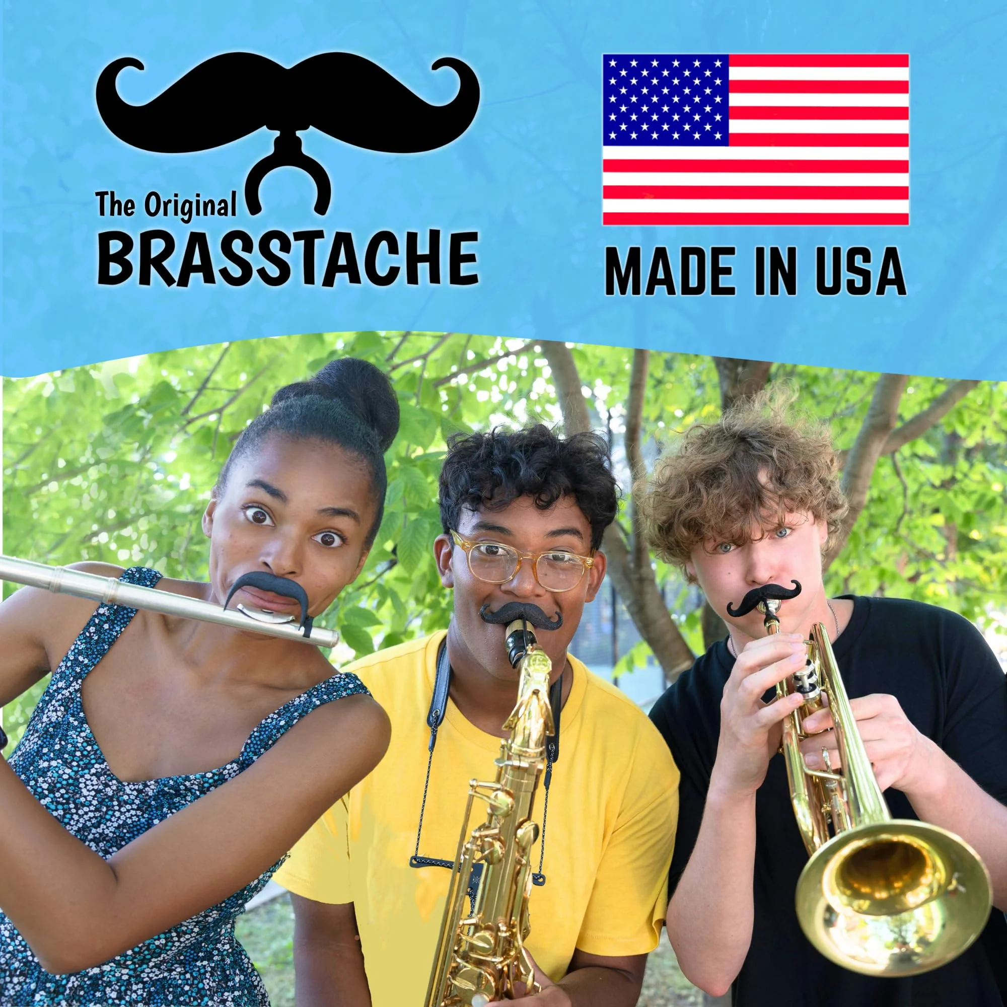 Brasstache 2.0 Combo Pack - [2-Pack] The Original Clip-on Mustache for Brass Instrument Mouthpieces, XL and Handlebar Combo Version (Tuba) Tuba - Image 6