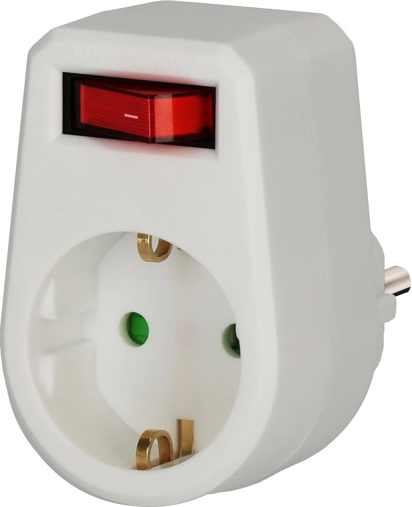 Brennenstuhl socket adapter, protective contact socket with switch (adapter plug with increased contact protection) white