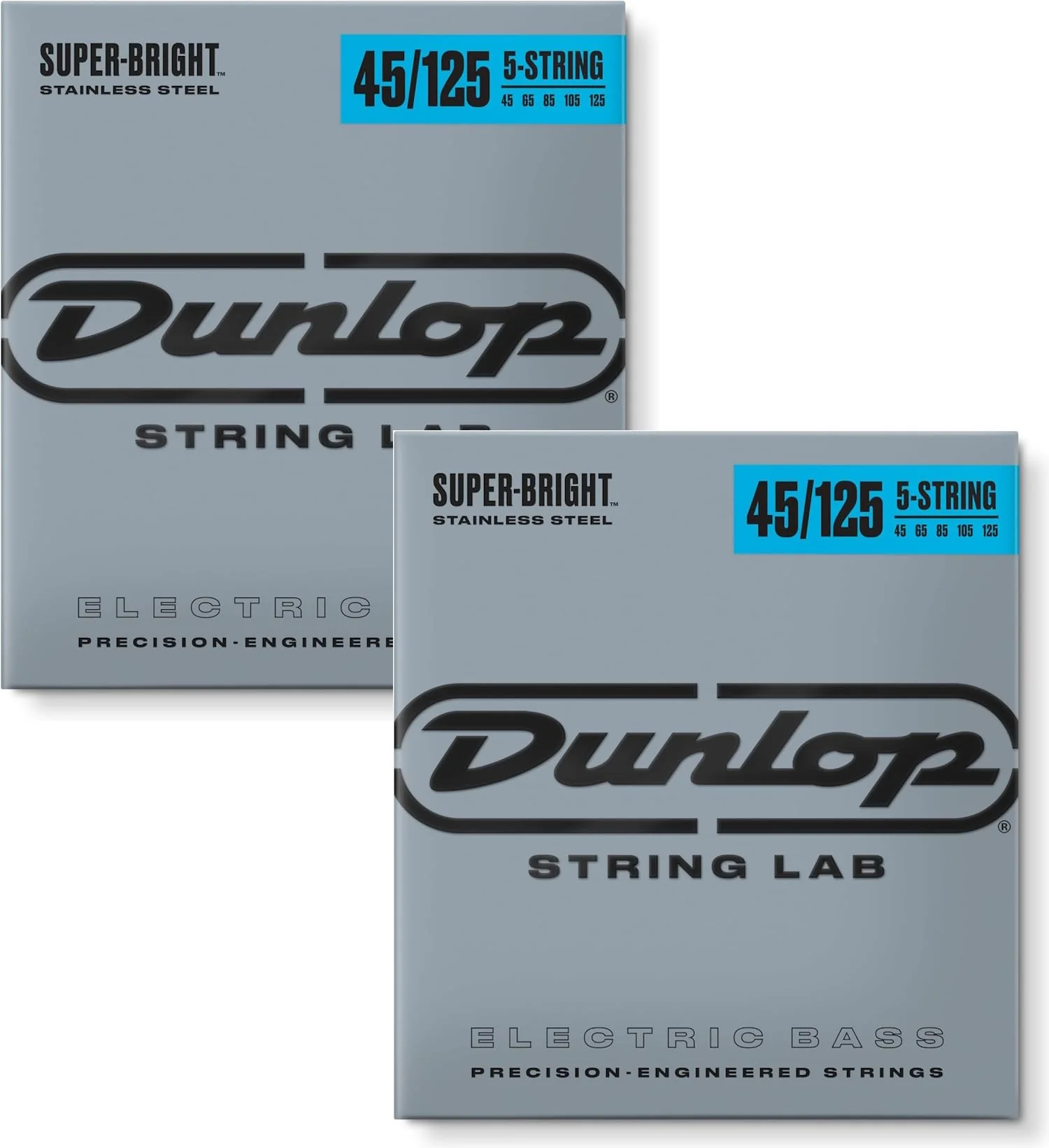 Briskdrop Dunlop DBSBS45125 Super Bright Bass Strings, Stainless Steel, Medium, 045-.125, 5 Strings/Set (2 Pack)