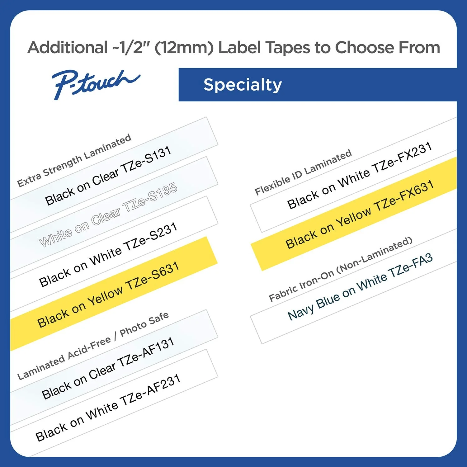 Brother Genuine P-touch TZE-231 Tape, 1/2" (0.47") Wide Standard Laminated Tape, Black on white, Laminated for Indoor or Outdoor Use, Water-Resistant, 0.47" x 26.2' (12mm x 8M), TZE231 Black on White Standard - Image 5