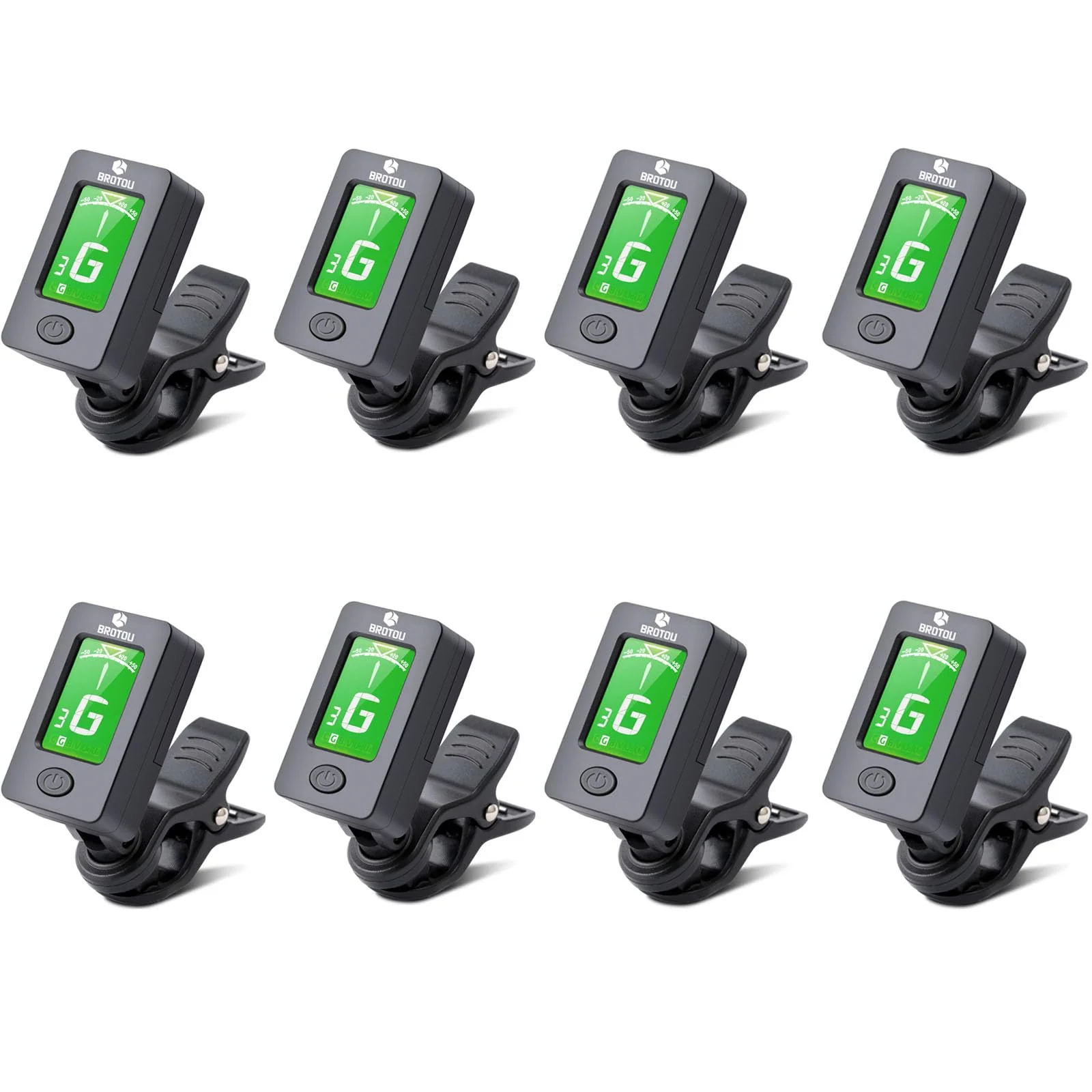 BROTOU Guitar Tuner Clip On with Guitar Capo for Guitar, Bass, Violin, Ukulele, Digital Electronic Tuner Acoustic Guitar Accessories with LCD Display (8PCS JT-01) 8PCS JT-01