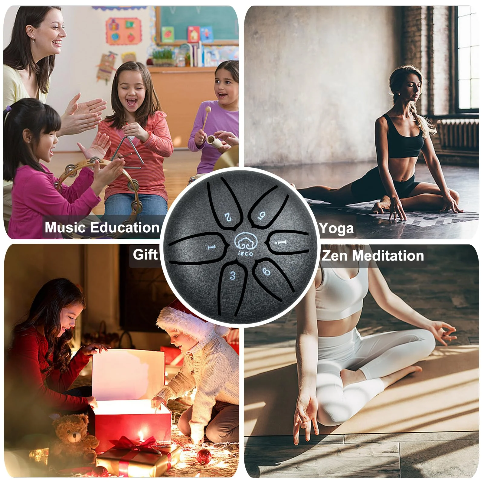 Buddha Stones Mini Steel Tongue Drum 3 Inch 6 Notes Steel Drum Instrument, Ethereal Drum for Kids Adults, Handpan Drum for Meditation Sound Healing Black - Image 4