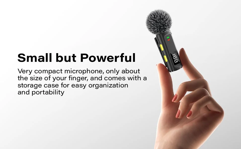Bunog Wireless Lavalier Microphone for iPhone - Mini Lapel Mic with Crystal Sound, Battery Level Display, Noise Cancellation for YouTube/Tiktok/Podcast/Vlog - Image 3