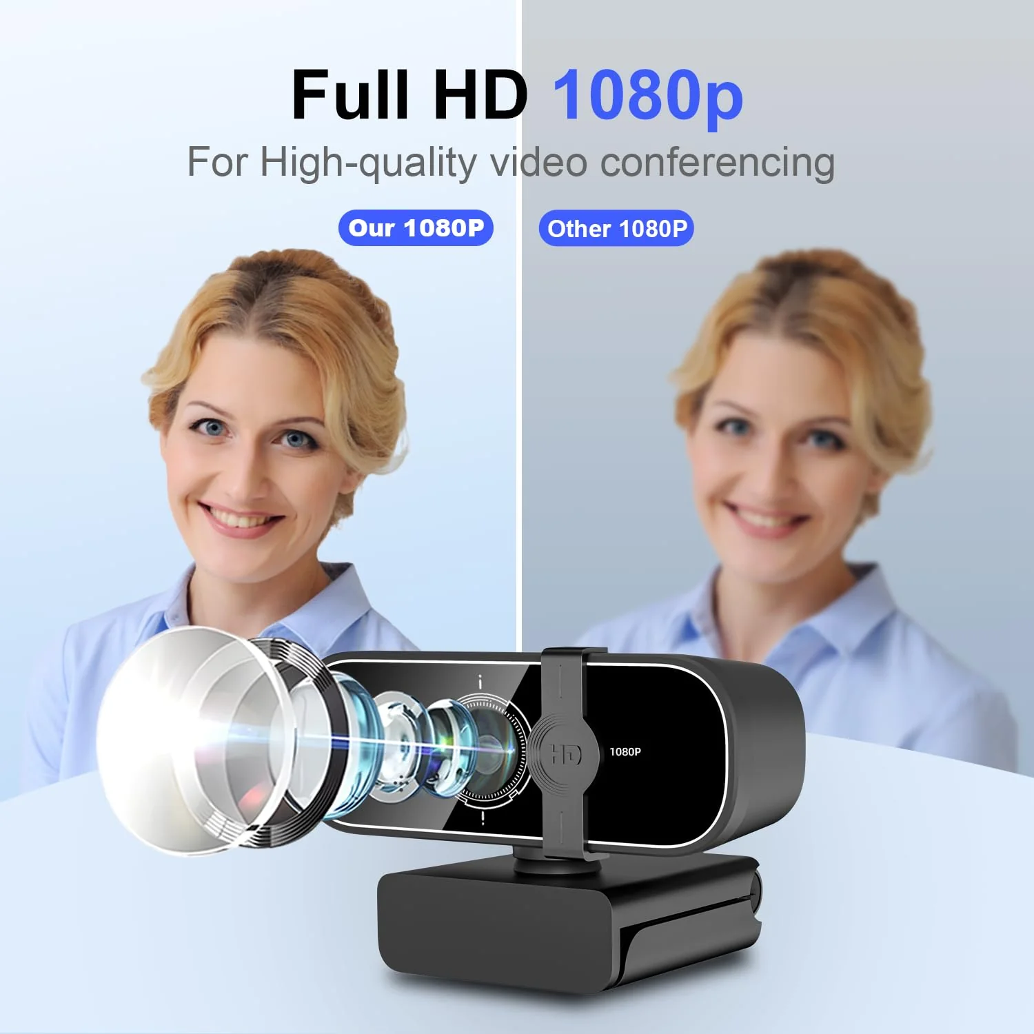 C28 1080P Webcam with Privacy Cover and Tripod Stand, PC Camera with Noise-Canceling Mic, Computer Camera with Auto Light Correction,Plug and Play, Web Camera for streaming, Zoom/Facetime Black - Image 3