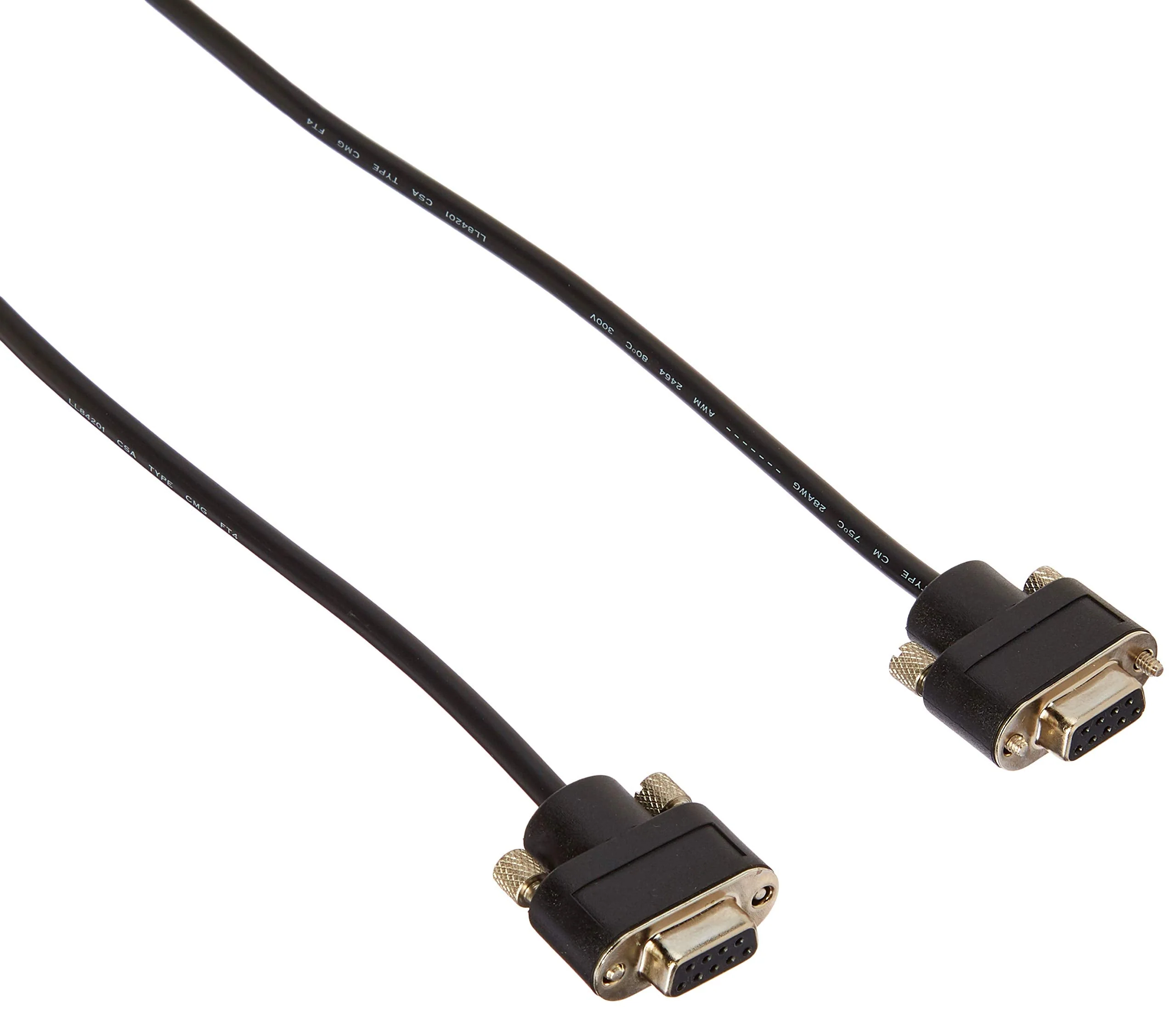 C2G 52180 Serial RS232 DB9 Null Modem Cable with Low Profile Connectors F/F, in-Wall CMG-Rated, Black (35 Feet, 10.66 Meters)