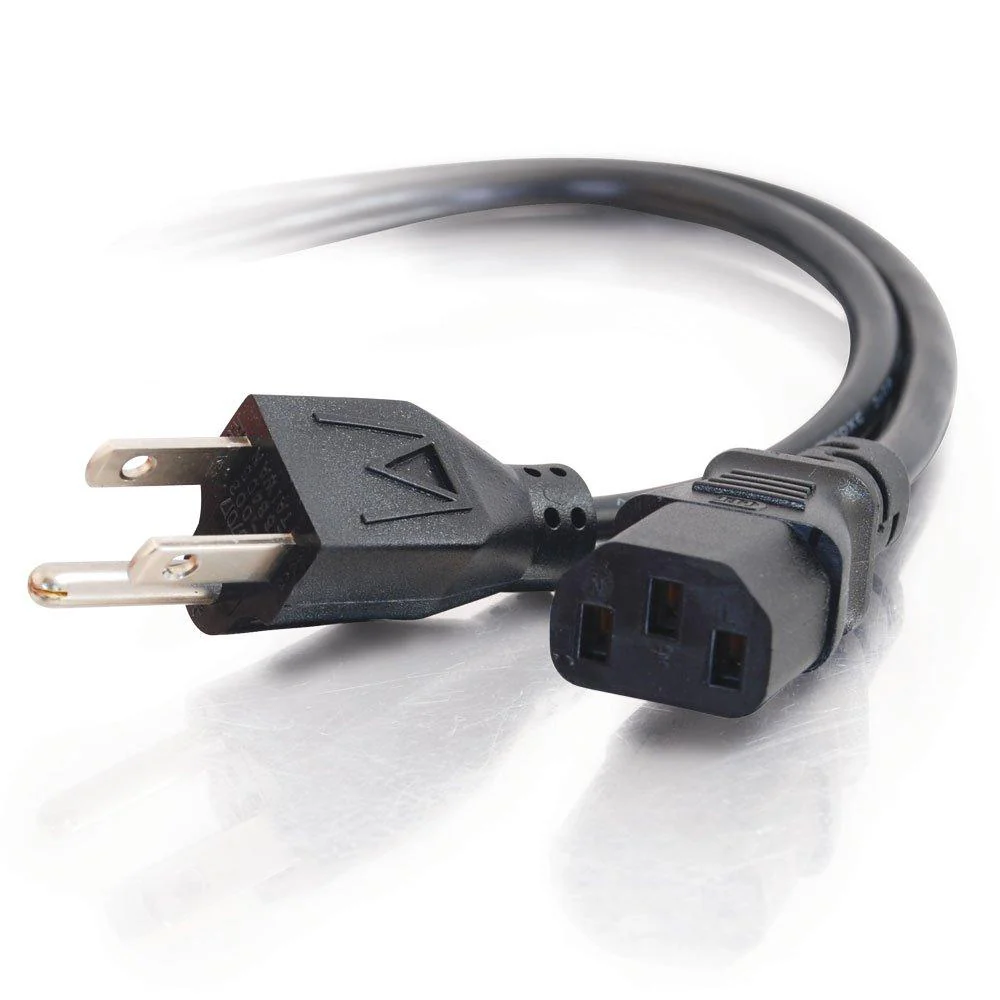 C2G Power Cord, Replacement Power Cable, 3 Pin Connector, For Computers, TVs, Monitors, & More, 18 AWG, Black, 10 Feet (3.04 Meters), Cables to Go 03134 10ft Universal