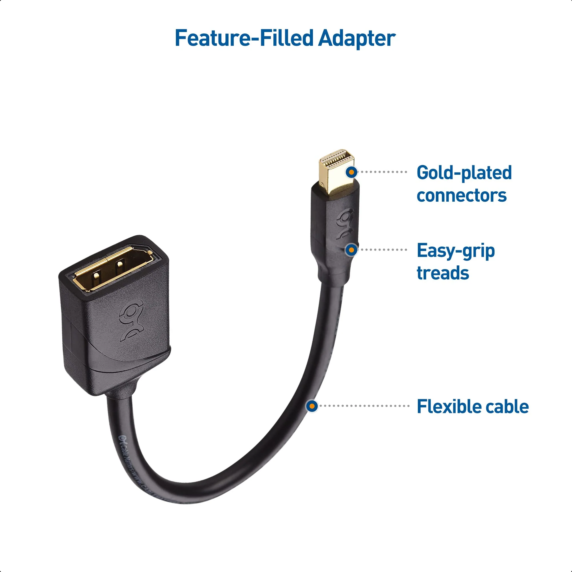 Cable Matters 2-Pack 32.4Gbps 8K Mini DisplayPort to DisplayPort 1.4 Adapter (Mini DP to DP 1.4) in Black - 8K@60Hz, 4K@120Hz Resolution Ready - Thunderbolt and Thunderbolt 2 Port Compatible - Image 6