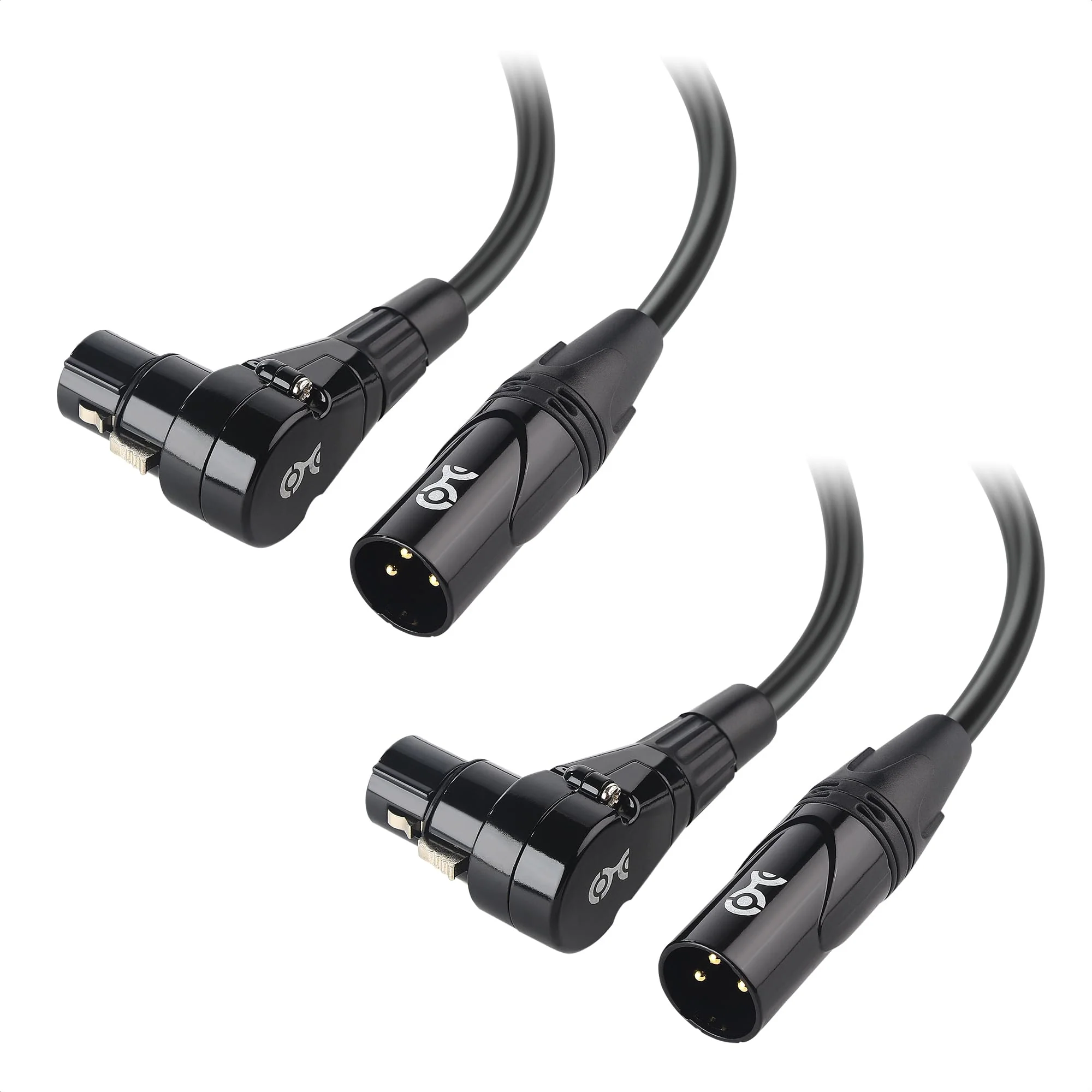 Cable Matters 2-Pack Right Angle XLR Cable, XLR Microphone Cable - 10ft, Oxygen-Free Copper (OFC) Microphone Right Angle Cord, Mic Cord, Black
