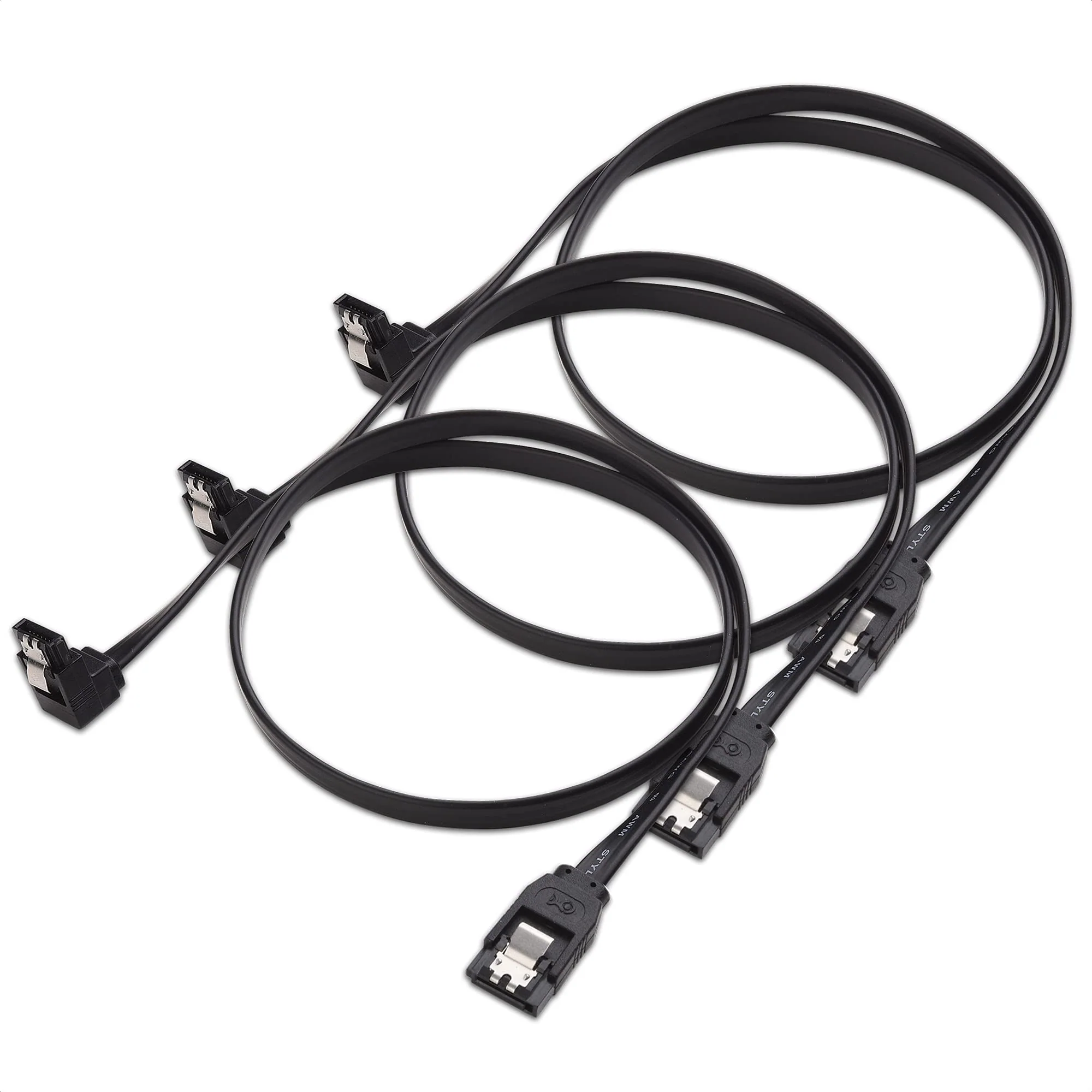 Cable Matters 3-Pack 90 Degree Right Angle SATA Cable 24 Inches (6.0 Gbps SATA III Cable, SATA Cable for SSD, SATA SSD Cable, SATA 3 Cables) Black