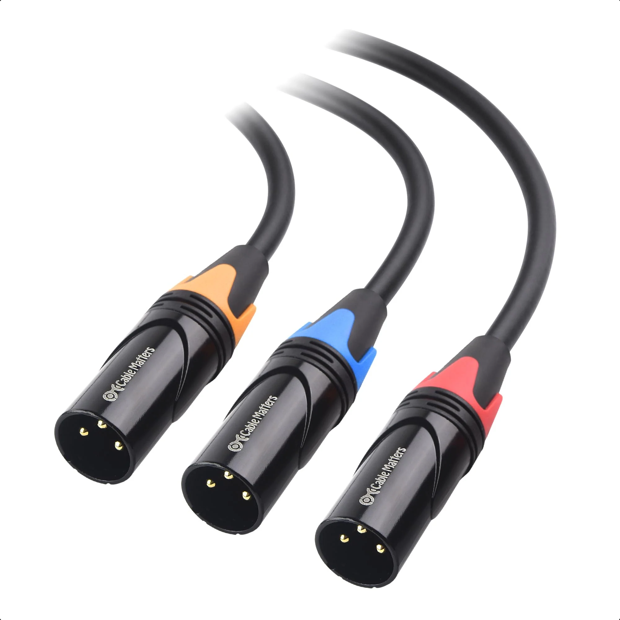 Cable Matters 3-Pack Color-Coded Premium Shielded XLR Cables - 6ft, Oxygen-Free Copper (OFC) XLR Microphone Cable Male to Female, Black 6 Feet