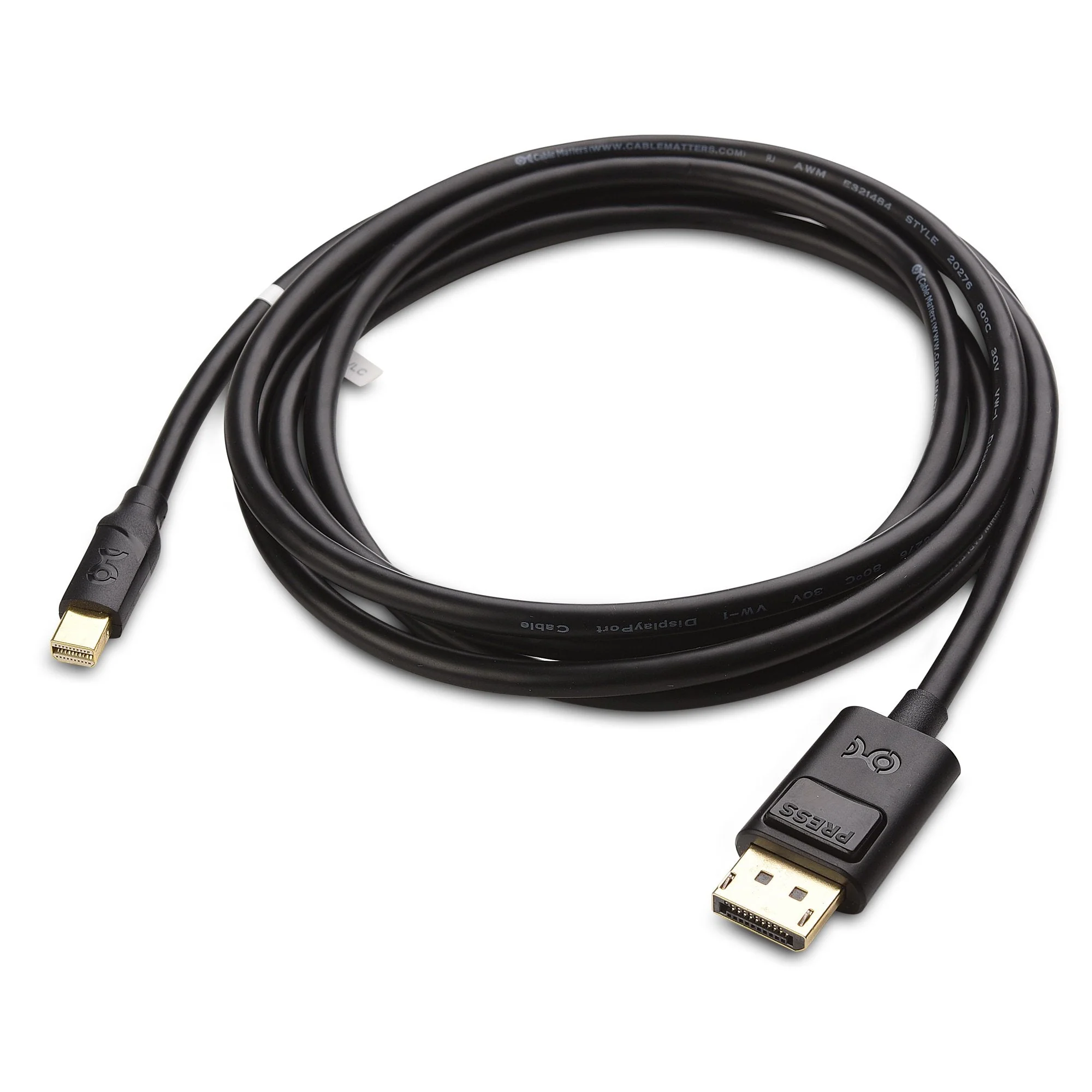 Cable Matters 4K Mini DisplayPort to DisplayPort Cable (DisplayPort to Mini DisplayPort) in Black 6 Feet - 4K 60Hz, 2K 144Hz Monitor Support - Image 2