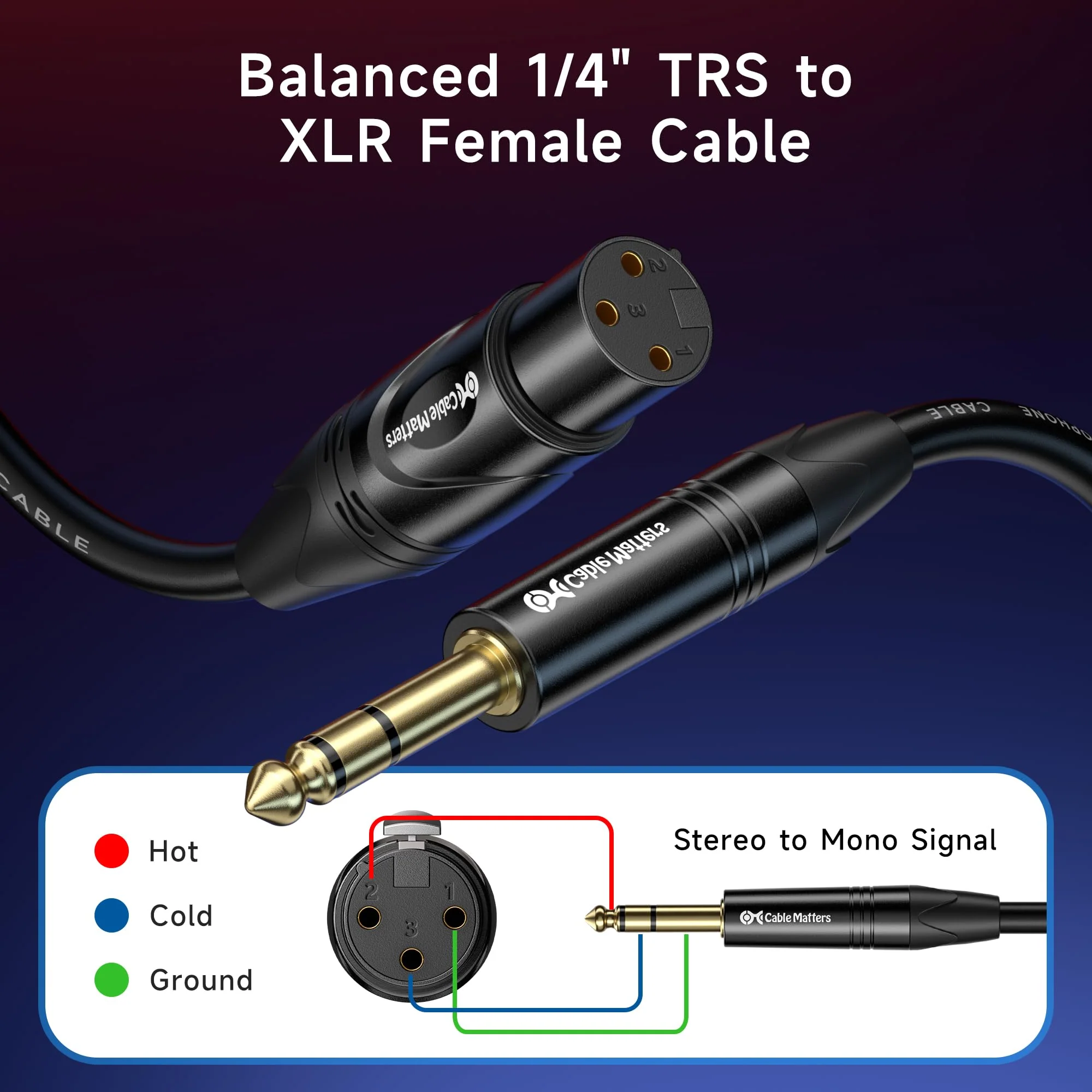 Cable Matters 6.35mm (1/4 Inch) TRS to XLR Cable - 25ft, Male to Female, XLR to 1/4 Cable 25 ft - Image 2
