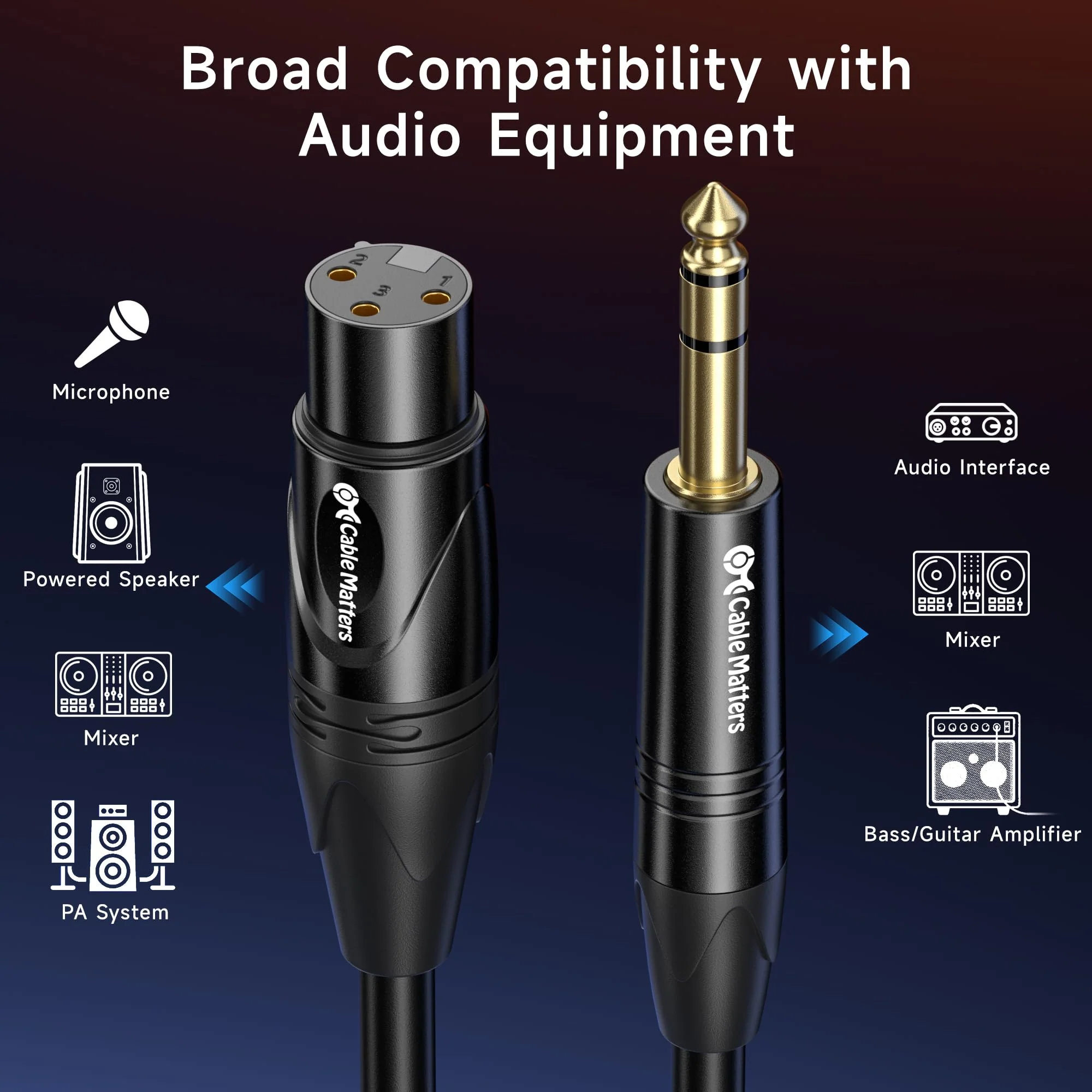 Cable Matters 6.35mm (1/4 Inch) TRS to XLR Cable - 25ft, Male to Female, XLR to 1/4 Cable 25 ft - Image 4