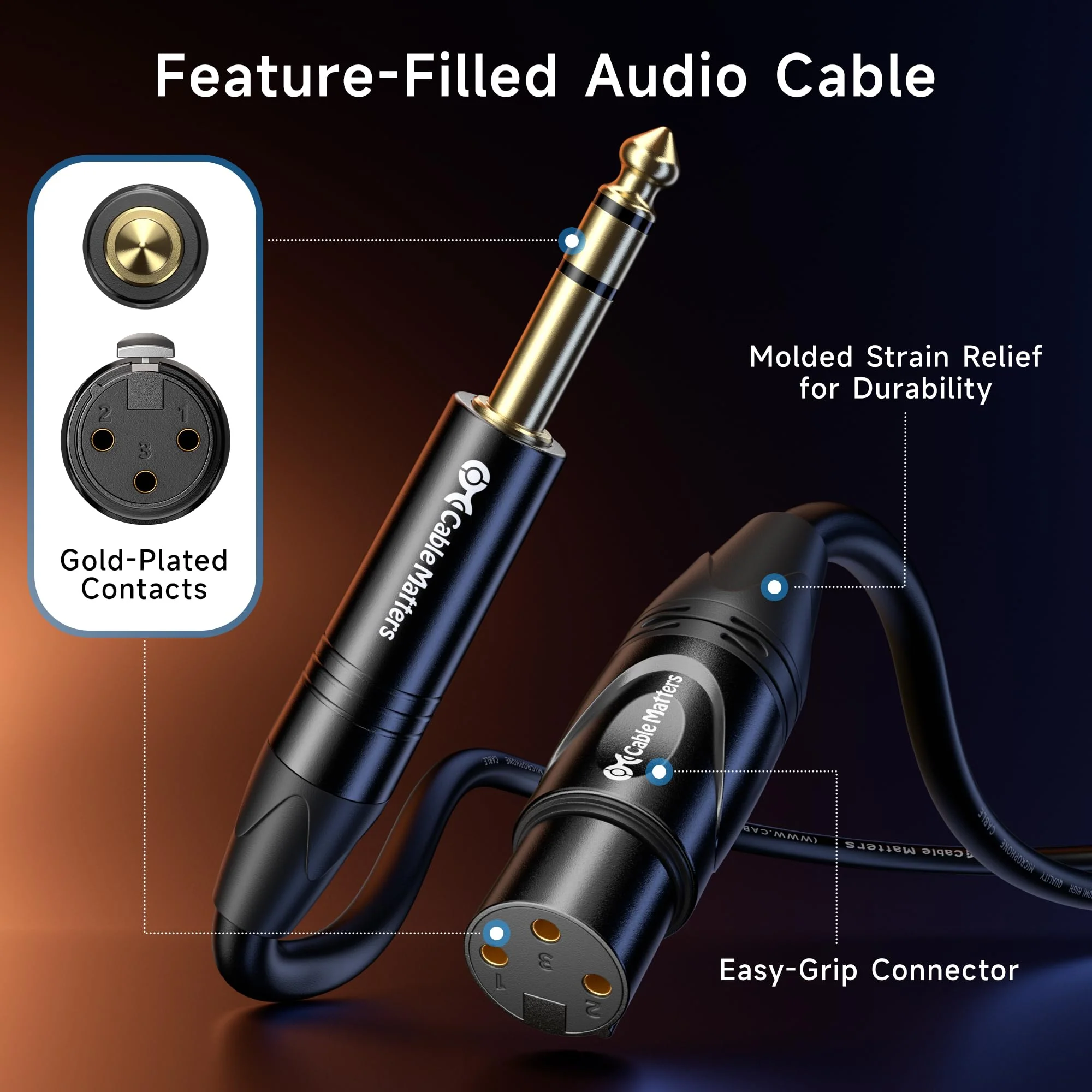Cable Matters 6.35mm (1/4 Inch) TRS to XLR Cable - 25ft, Male to Female, XLR to 1/4 Cable 25 ft - Image 6